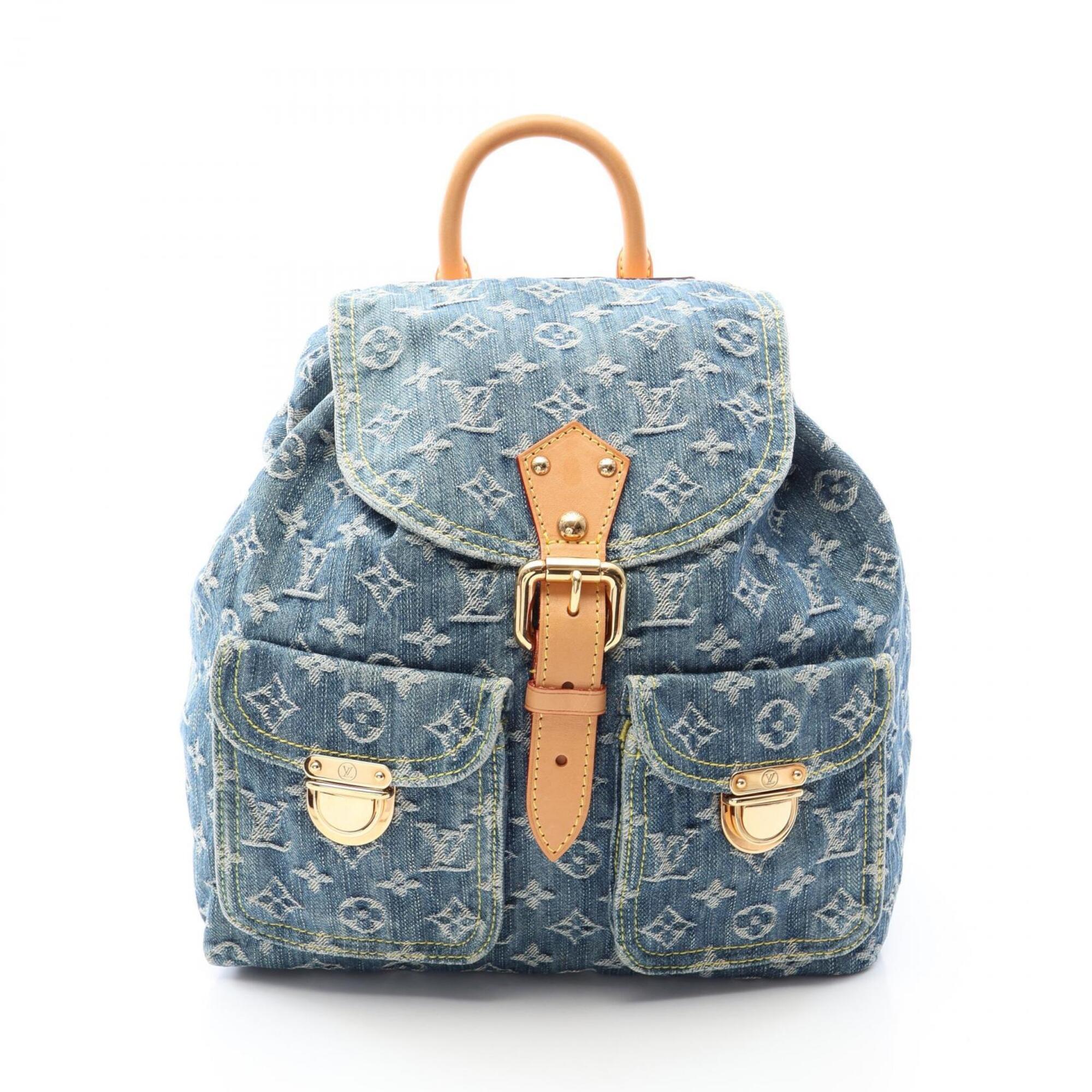 Louis Vuitton Blue Monogram Denim Leather Backpack Handbag (Pre-Owned)