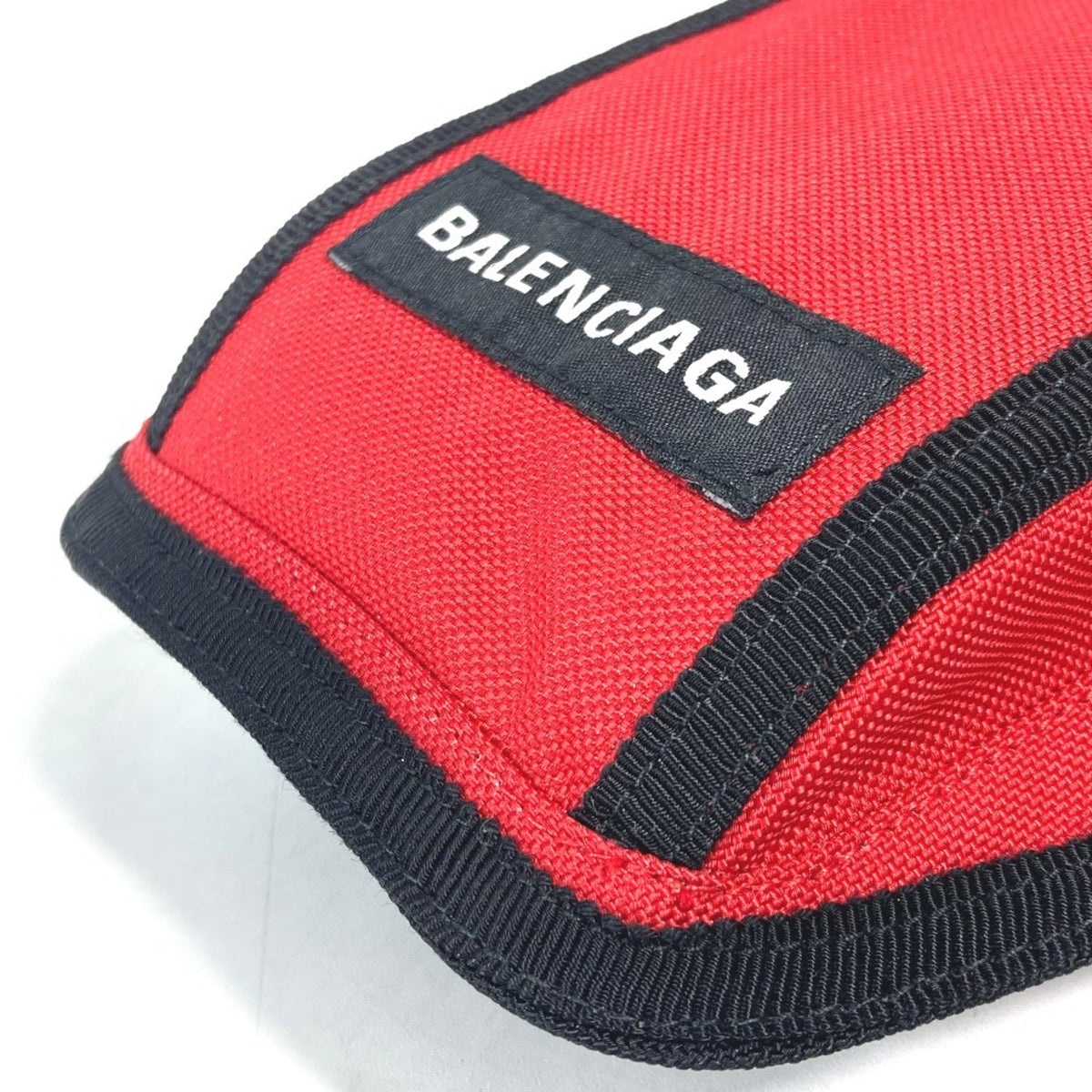 Balenciaga Black Red Color Nylon Pouch (Pre-Owned)