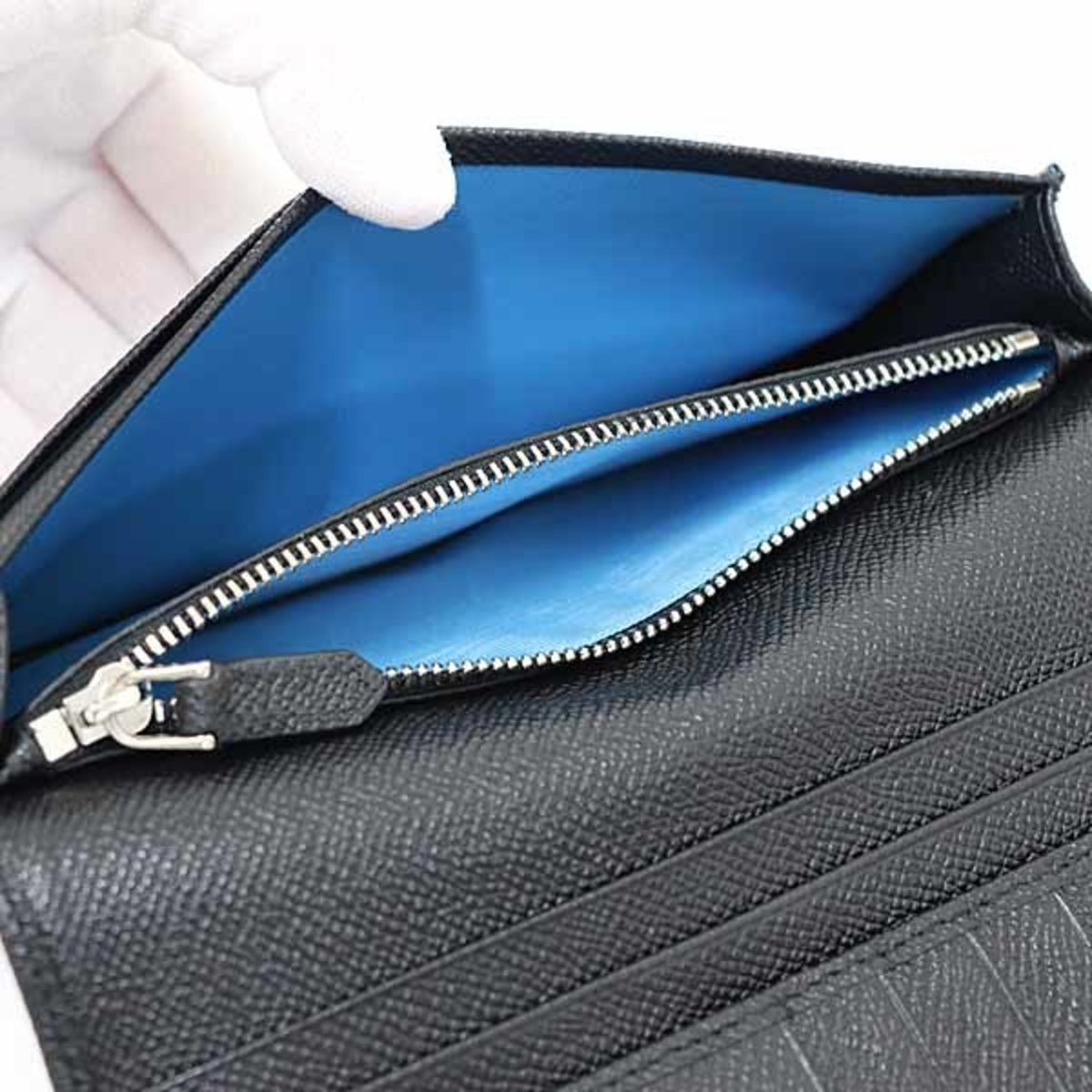 Bvlgari Bvlgari Bvlgari Black Blue Leather Long Wallet (Bi-Fold) (Pre-Owned)