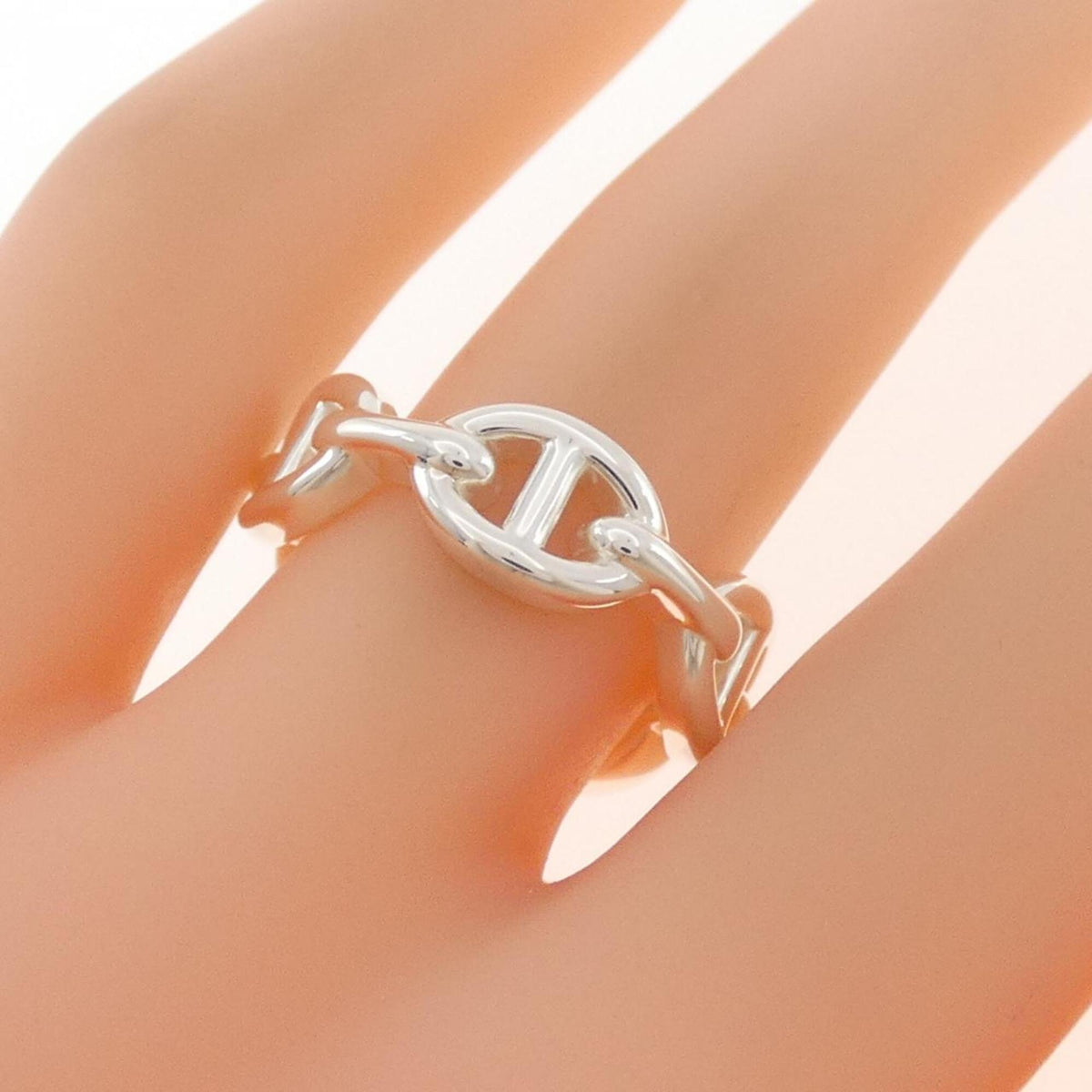 Hermes Silver 925 Band Ring (Pre-Owned)