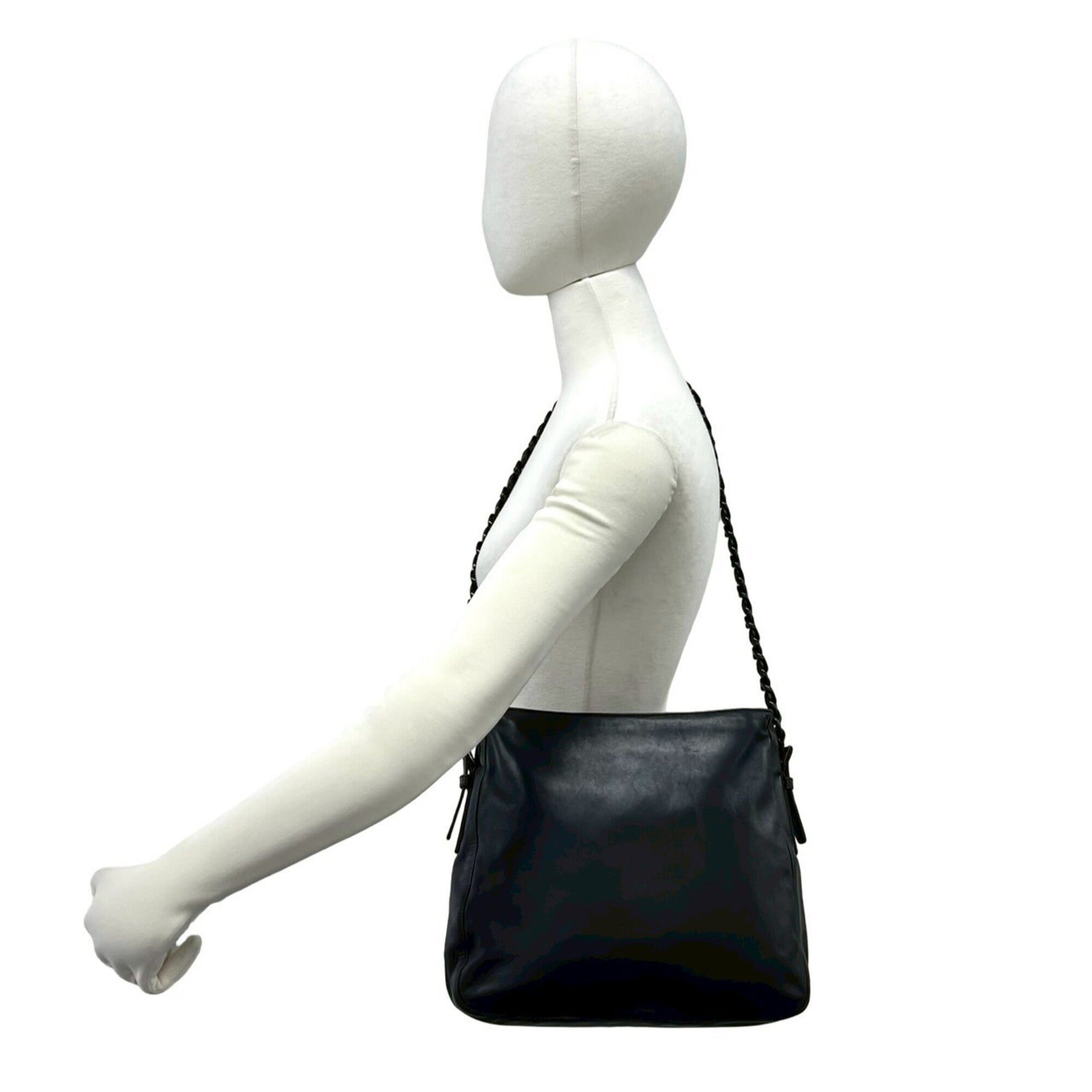 Prada Brown Leather Plastic Pochette Shoulder Bag (Pre-Owned)