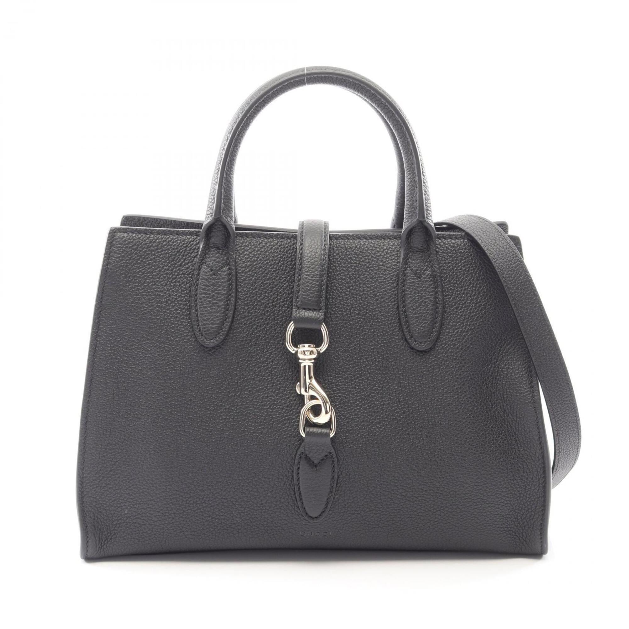 Gucci Black Leather Handbag Tote Bag (Pre-Owned)