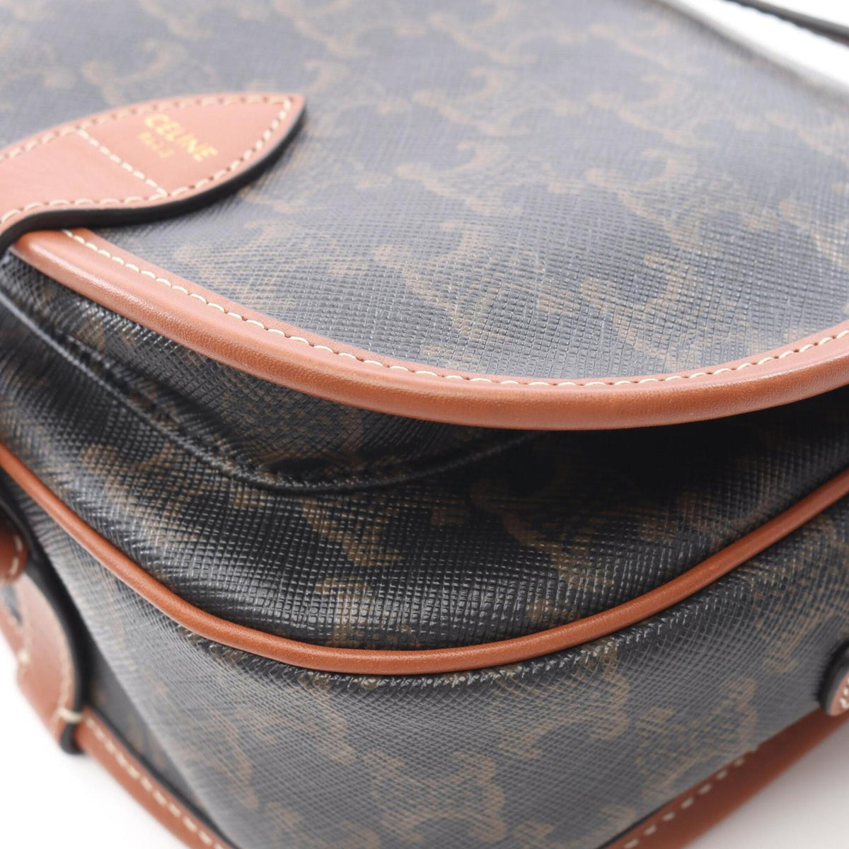 Celine Black Brown Coated Canvas Leather Handbag Shoulder Bag (Pre-Owned)