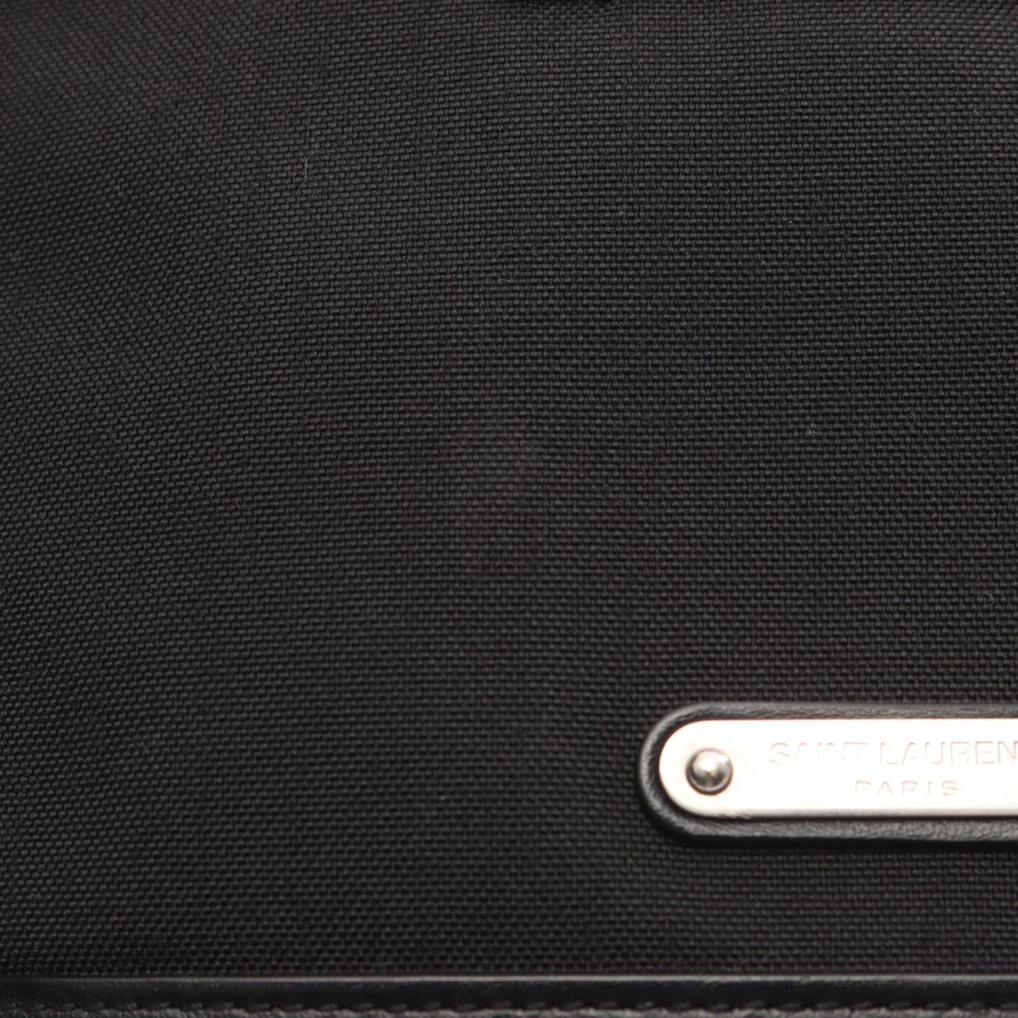 Yves Saint Laurent Black Canvas Leather Handbag Shoulder Bag (Pre-Owned)