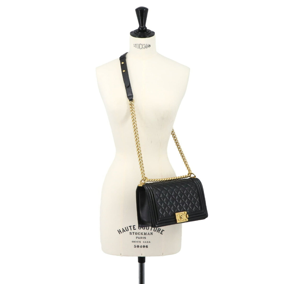 Chanel Black Leather Handbag Shoulder Bag (Pre-Owned)