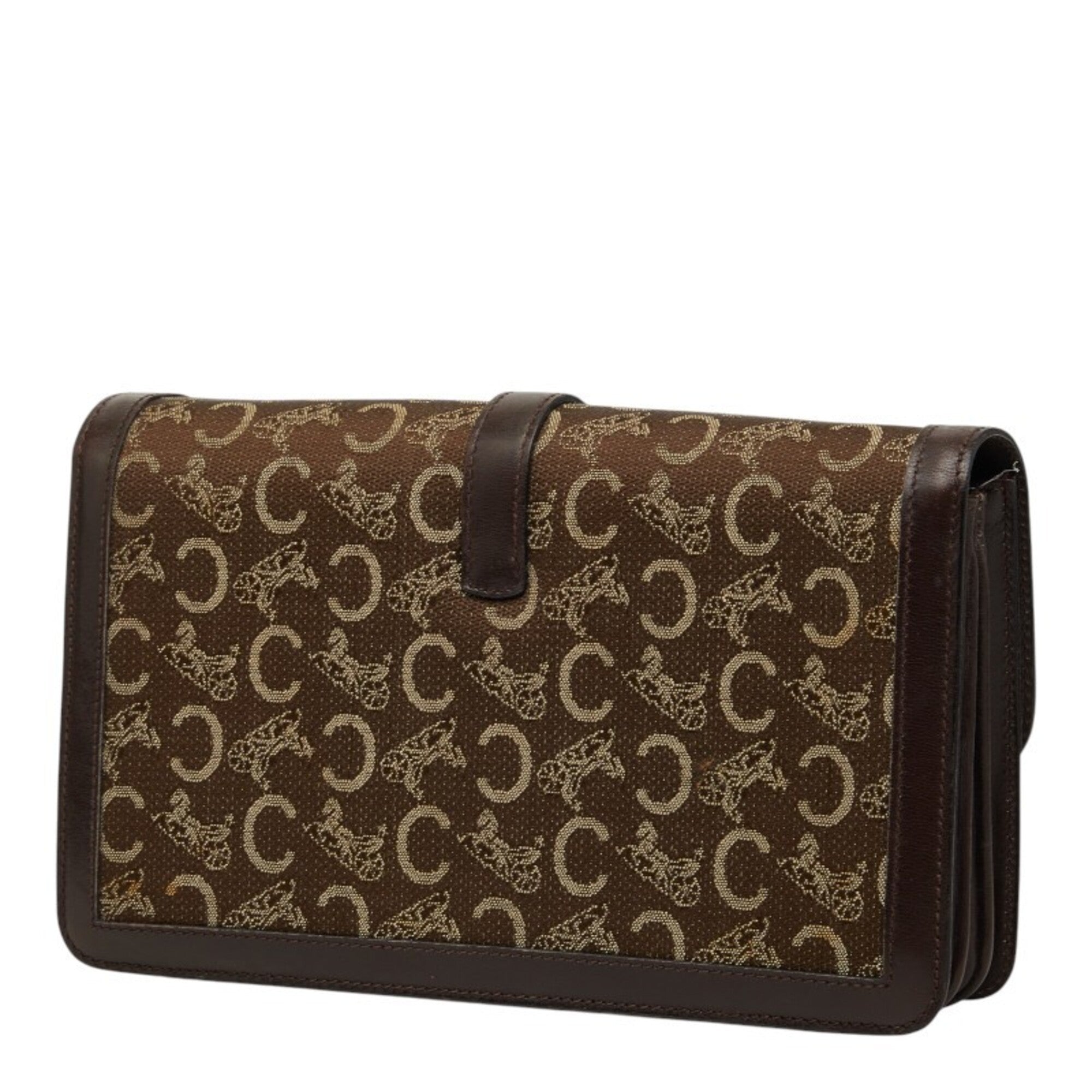 Celine Brown Canvas Leather Clutch Bag (Pre-Owned)