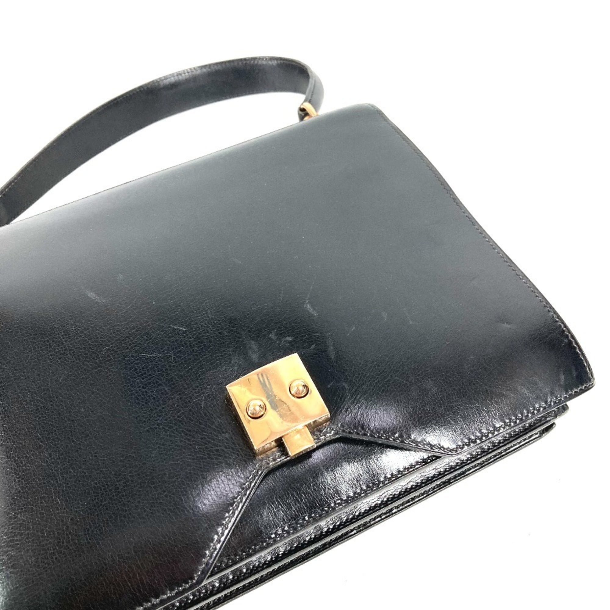 Hermes Black Box Calf Leather Handbag Tote Bag (Pre-Owned)