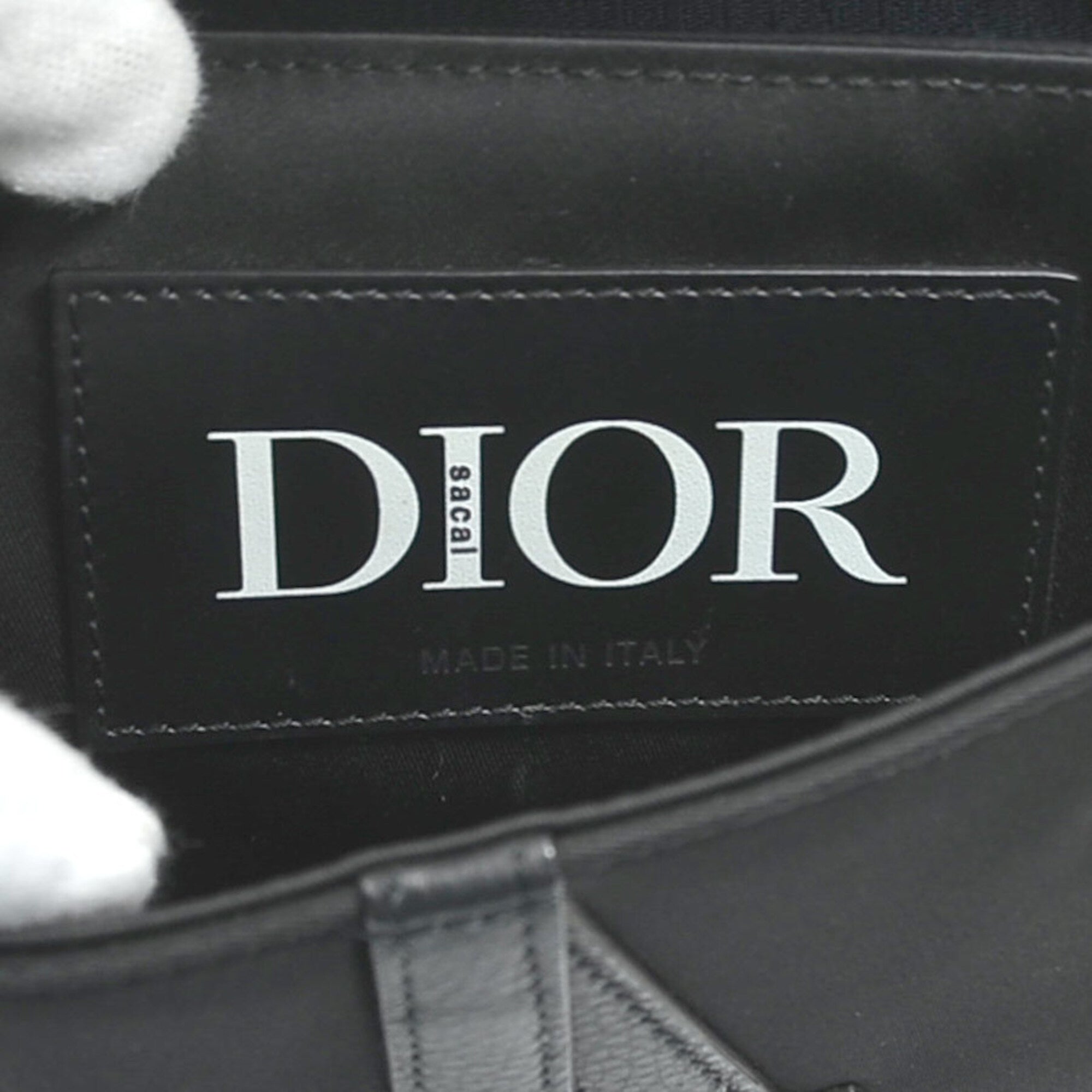 Christian Dior Black Navy Leather Nylon Saddle Bag Shoulder Bag (Pre-Owned)