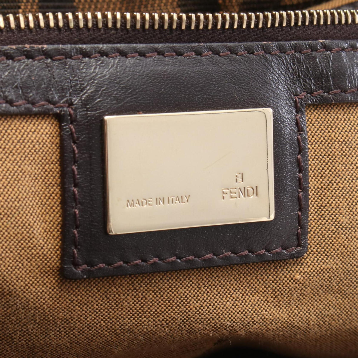 Fendi Brown Canvas Leather Handbag Shoulder Bag (Pre-Owned)