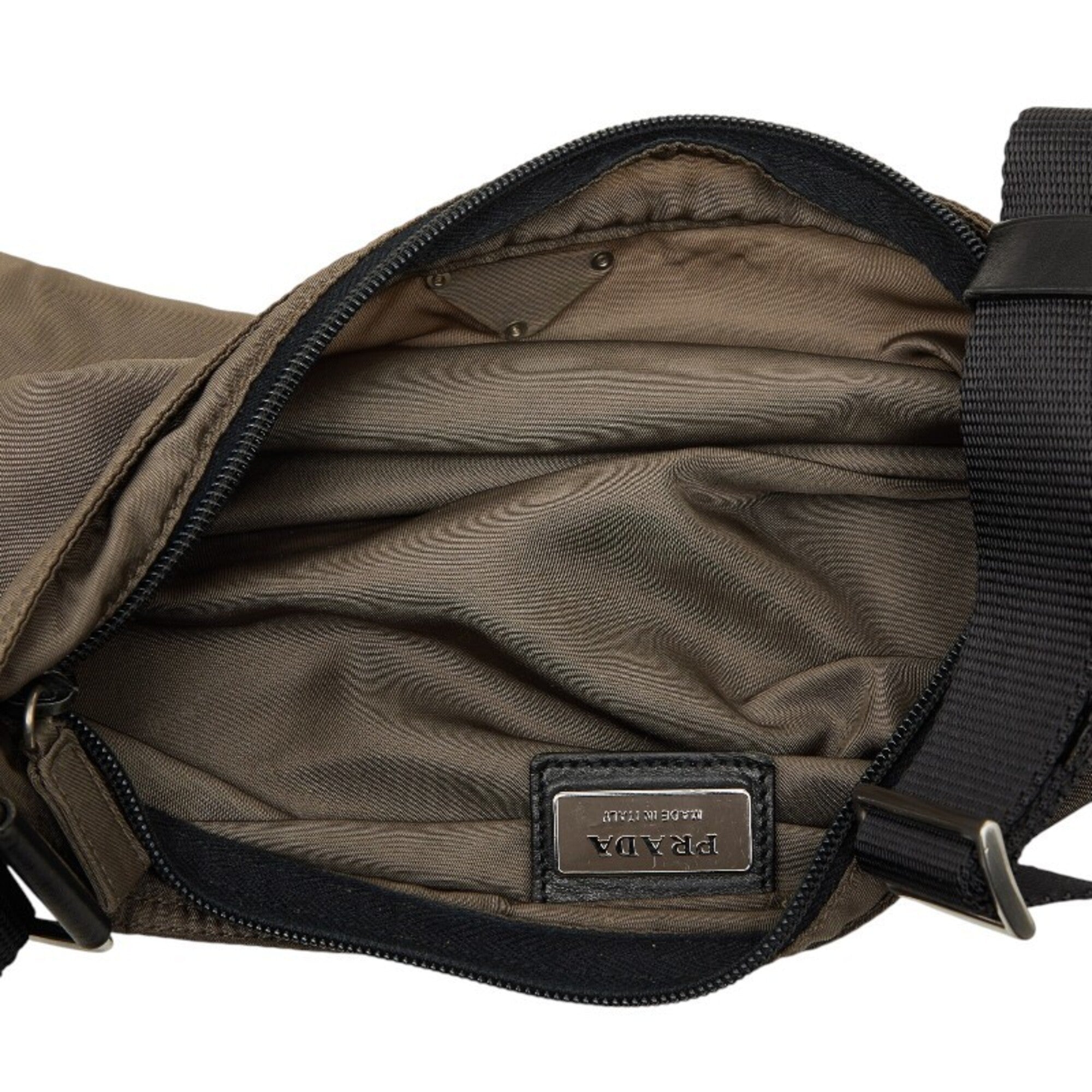 Prada Brown Nylon Leather Shoulder Bag (Pre-Owned)