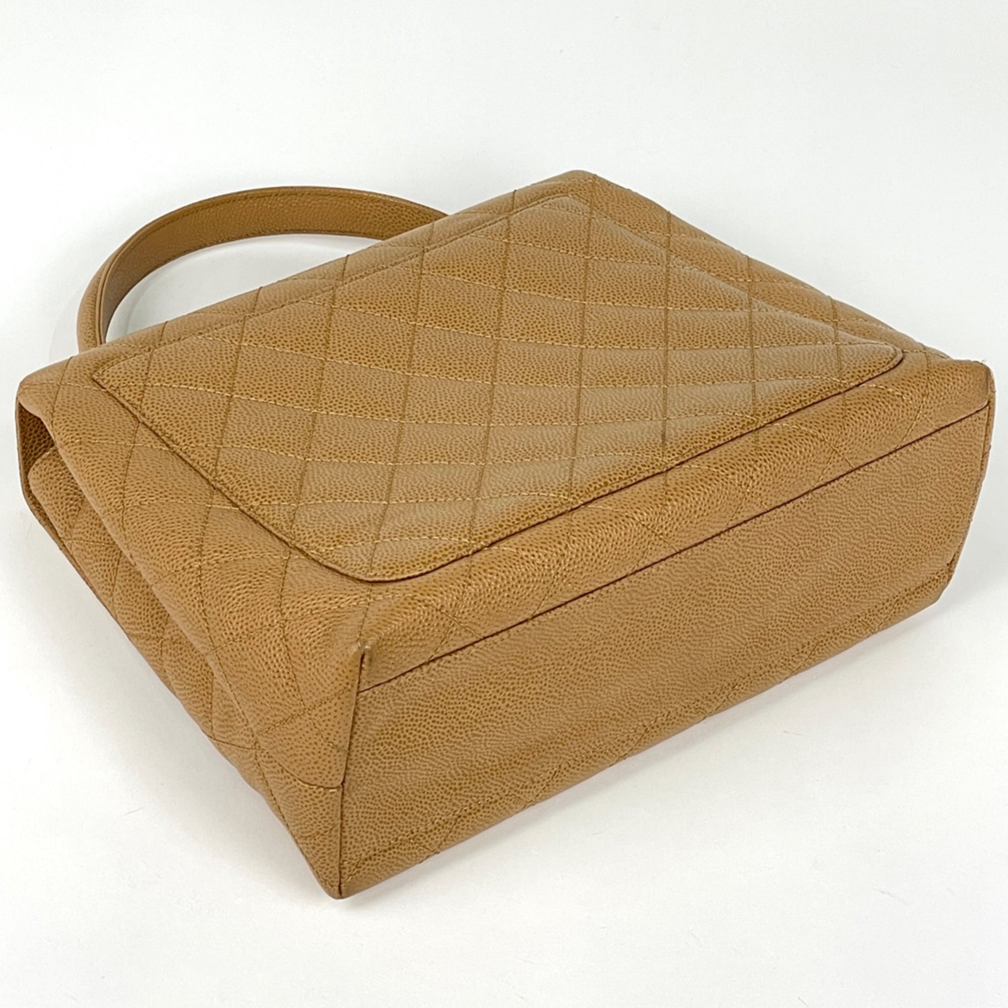 Chanel Beige Grained Calfskin Handbag (Pre-Owned)