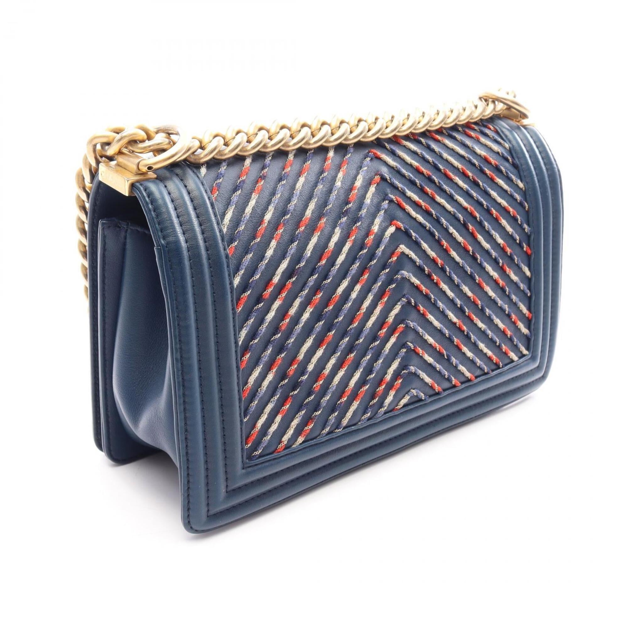 Chanel Blue Multi-Color Leather Handbag Shoulder Bag (Pre-Owned)