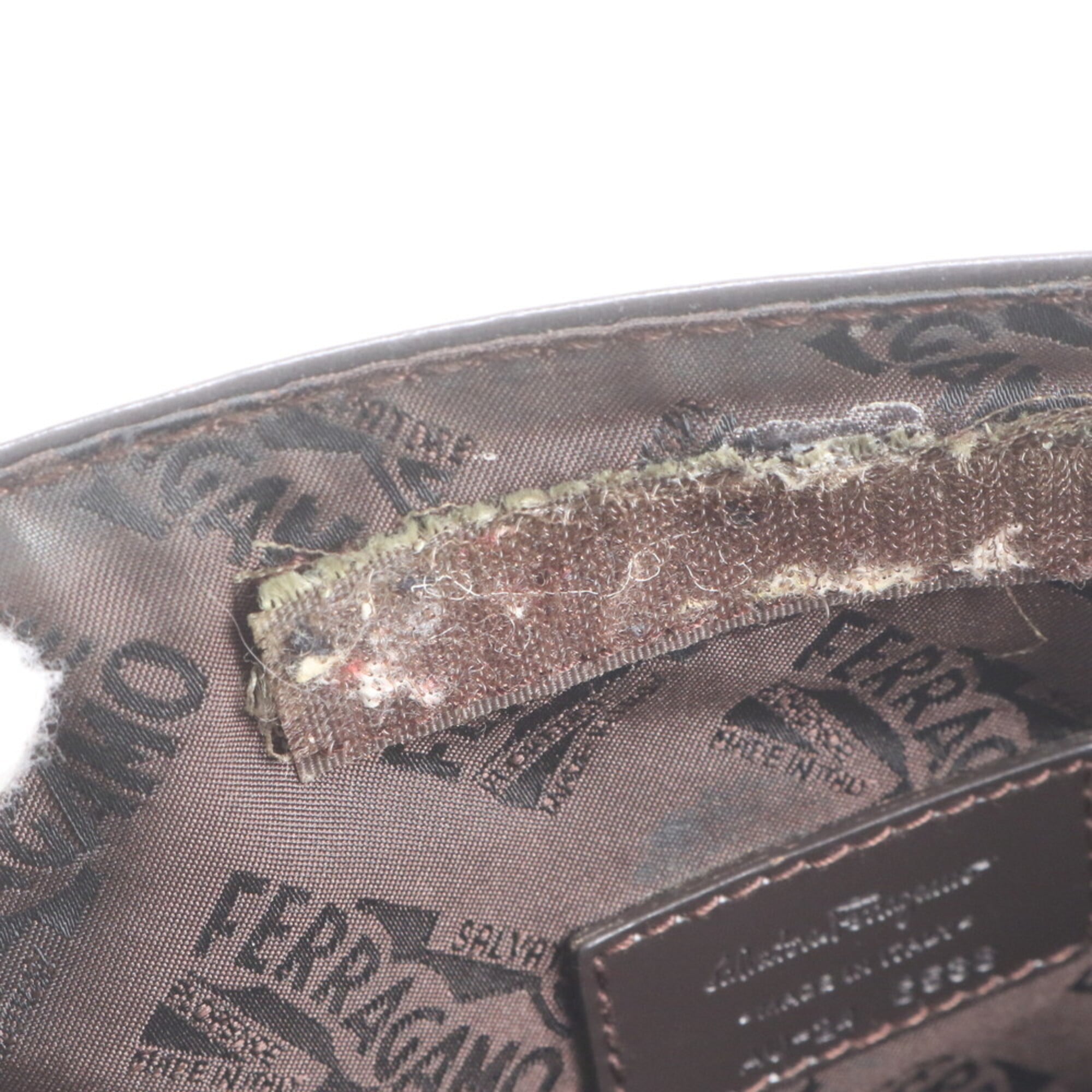 Salvatore Ferragamo Brown Leather Nylon Messenger Bag Shoulder Bag (Pre-Owned)