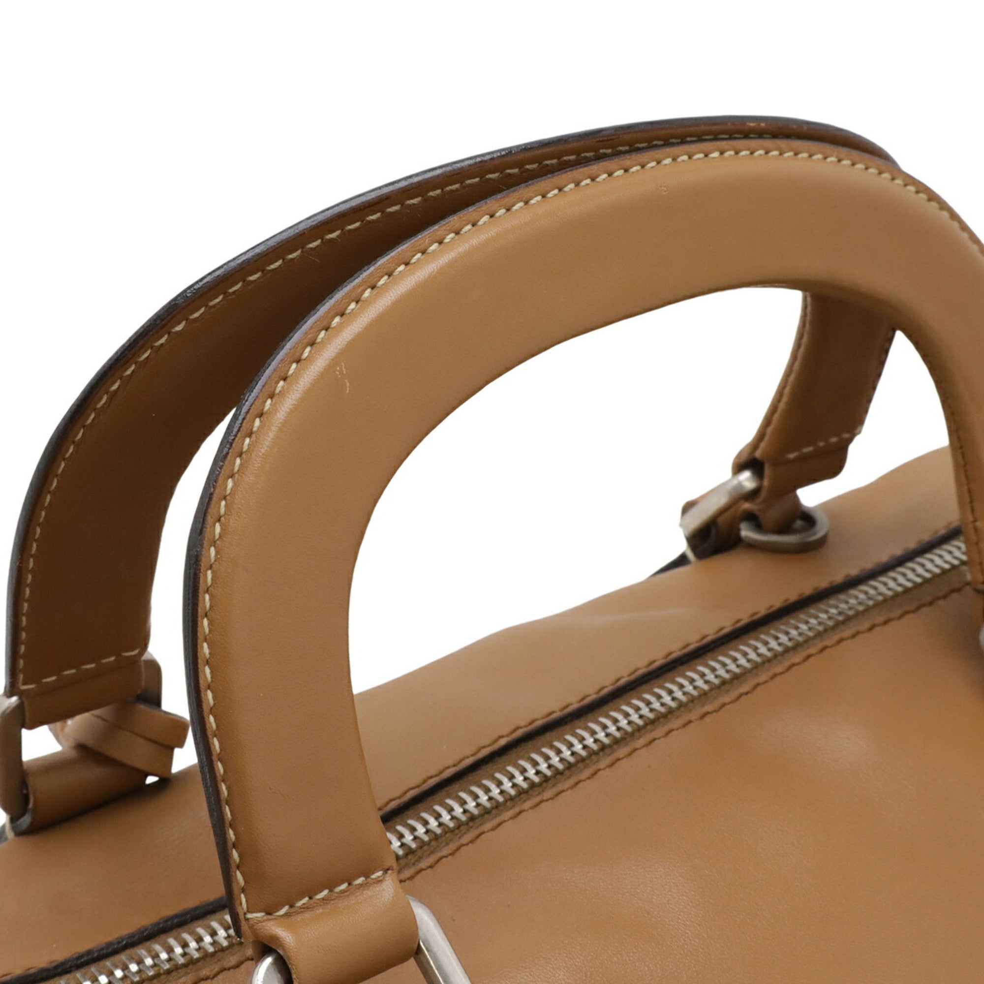 Prada Camel Leather Boston Bag Handbag Shoulder Bag (Pre-Owned)