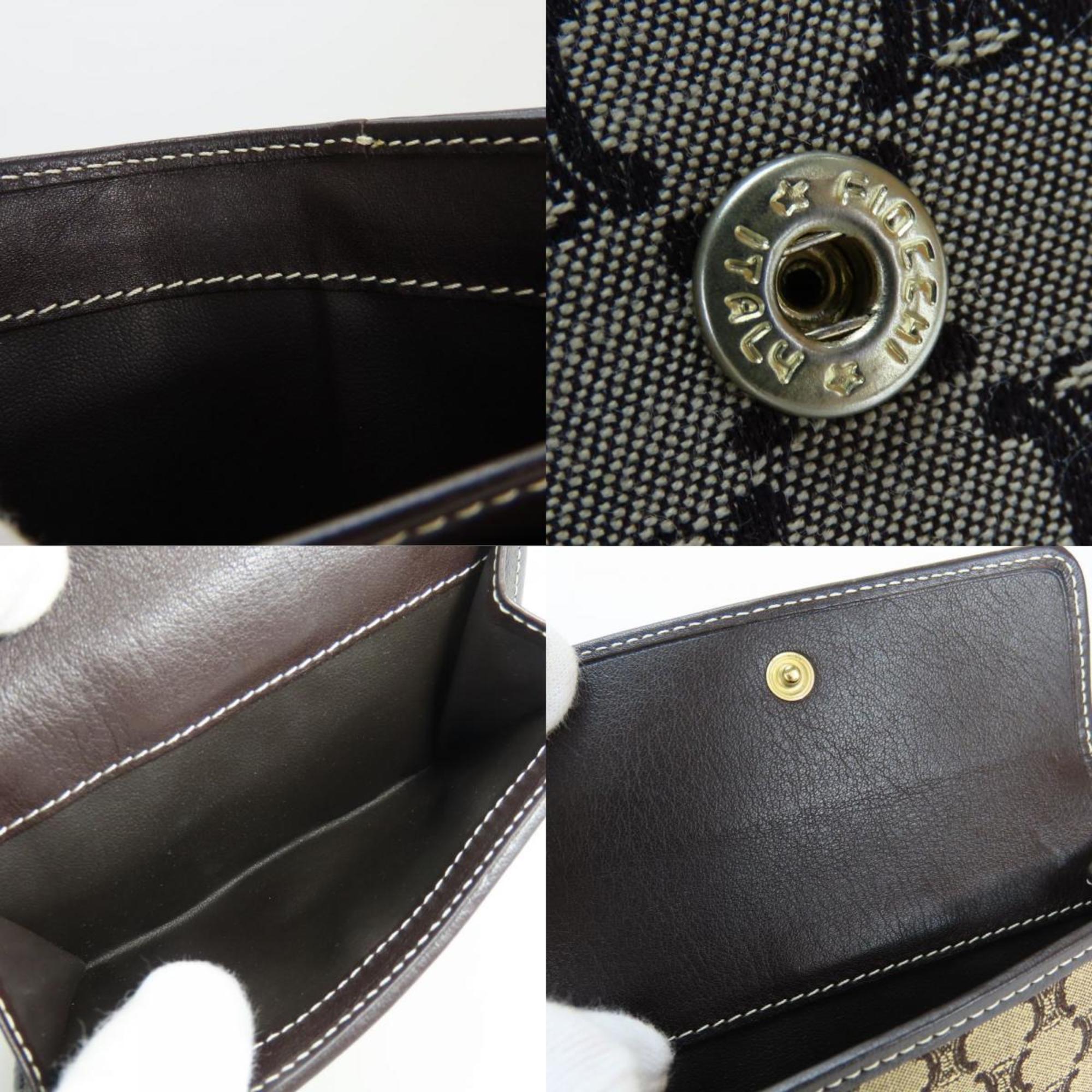 Celine Macadam Beige Dark Brown Canvas Leather Wallet (Bi-Fold) (Pre-Owned)
