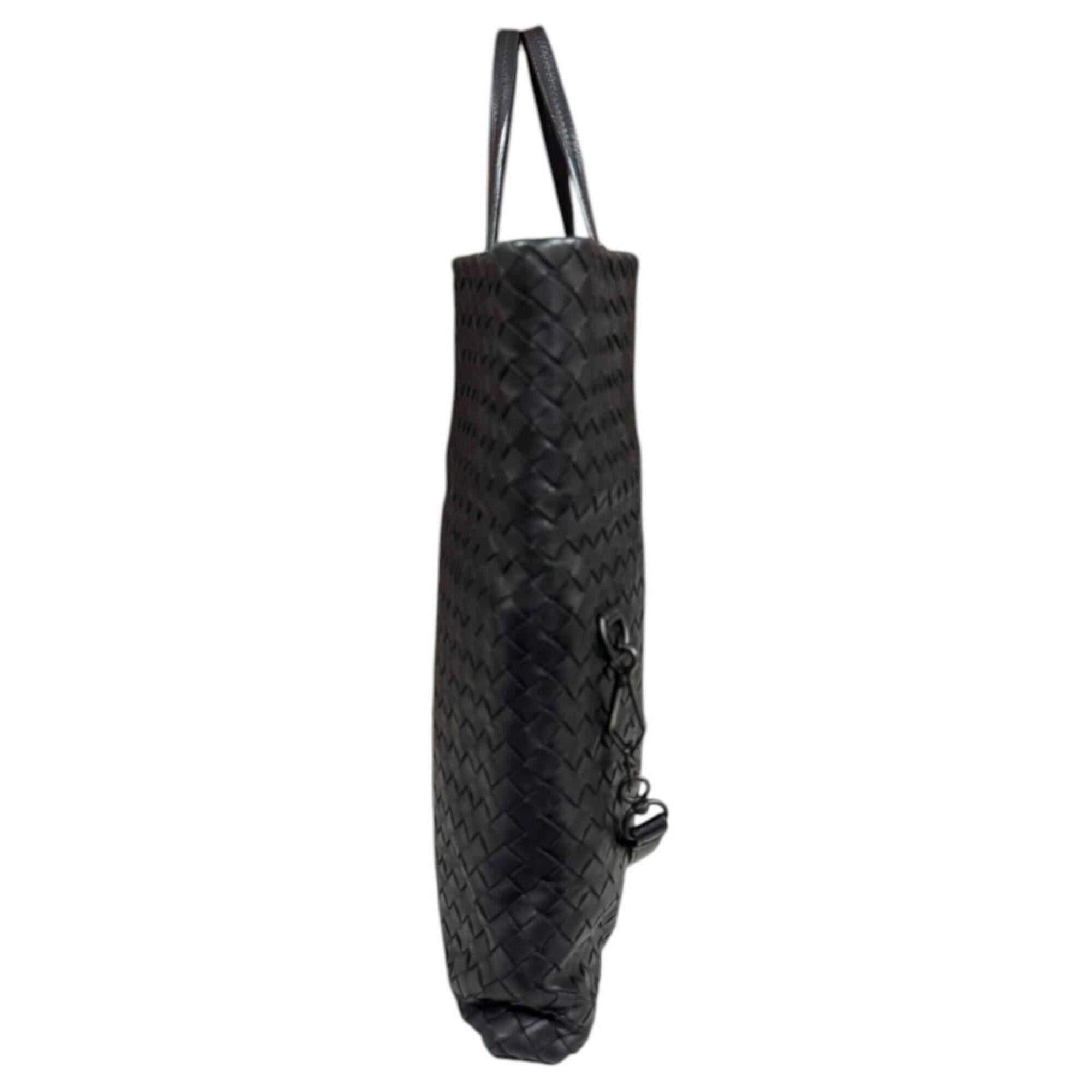 Bottega Veneta Intrecciato Black Leather Shoulder Bag Tote Bag (Pre-Owned)
