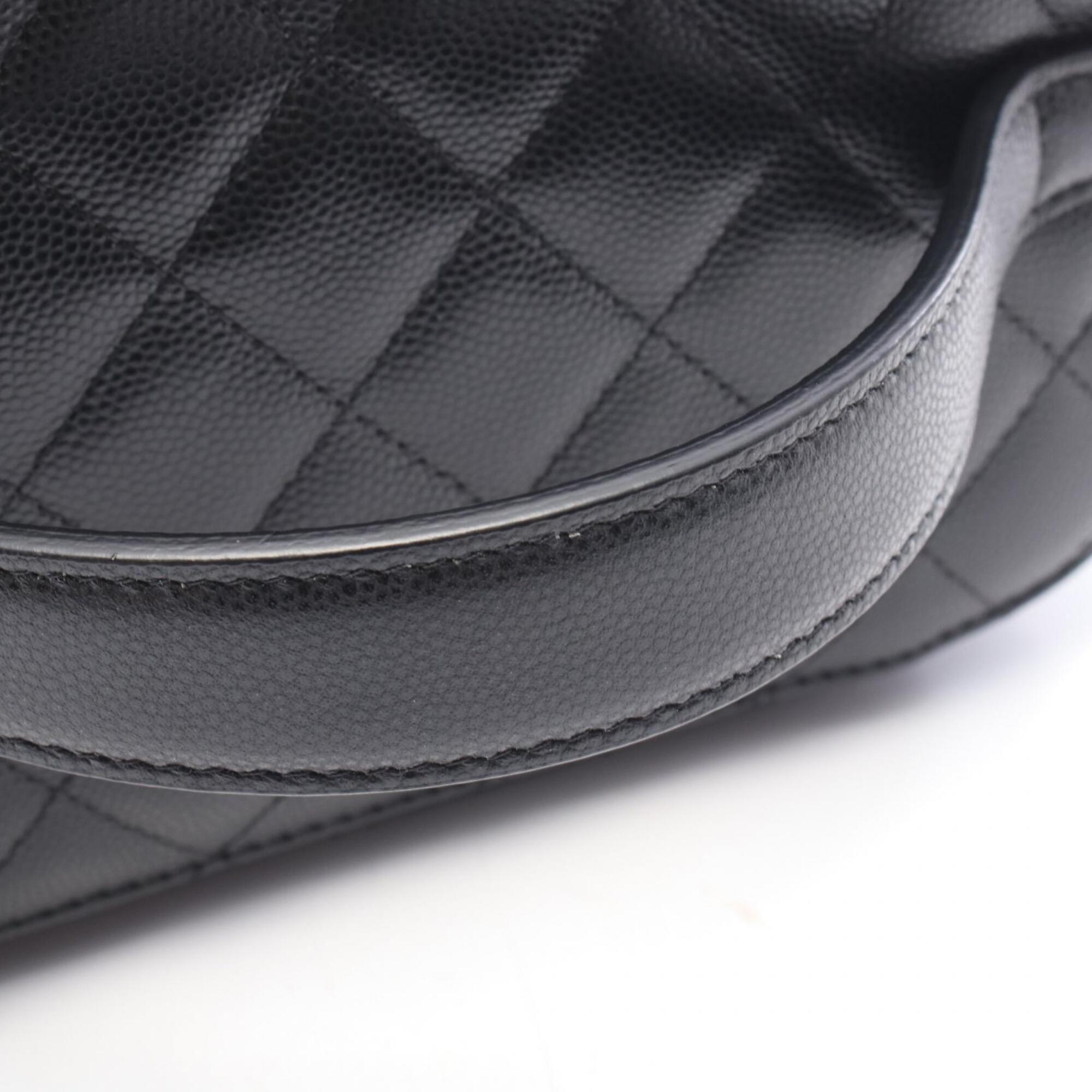 Chanel Matelasse Black Grained Calfskin Handbag (Pre-Owned)
