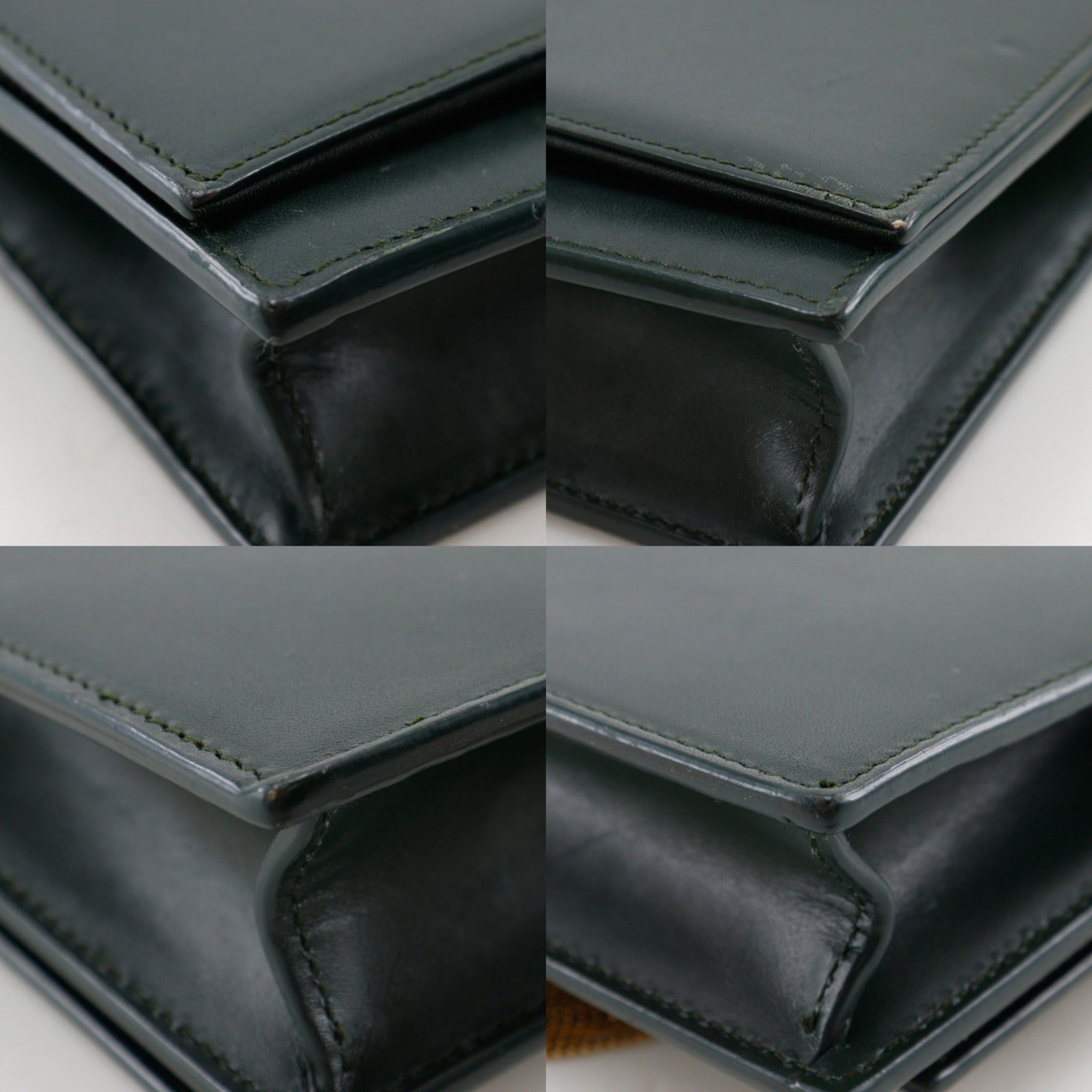 Saint Laurent Green Leather Chain/Shoulder Wallet (Pre-Owned)