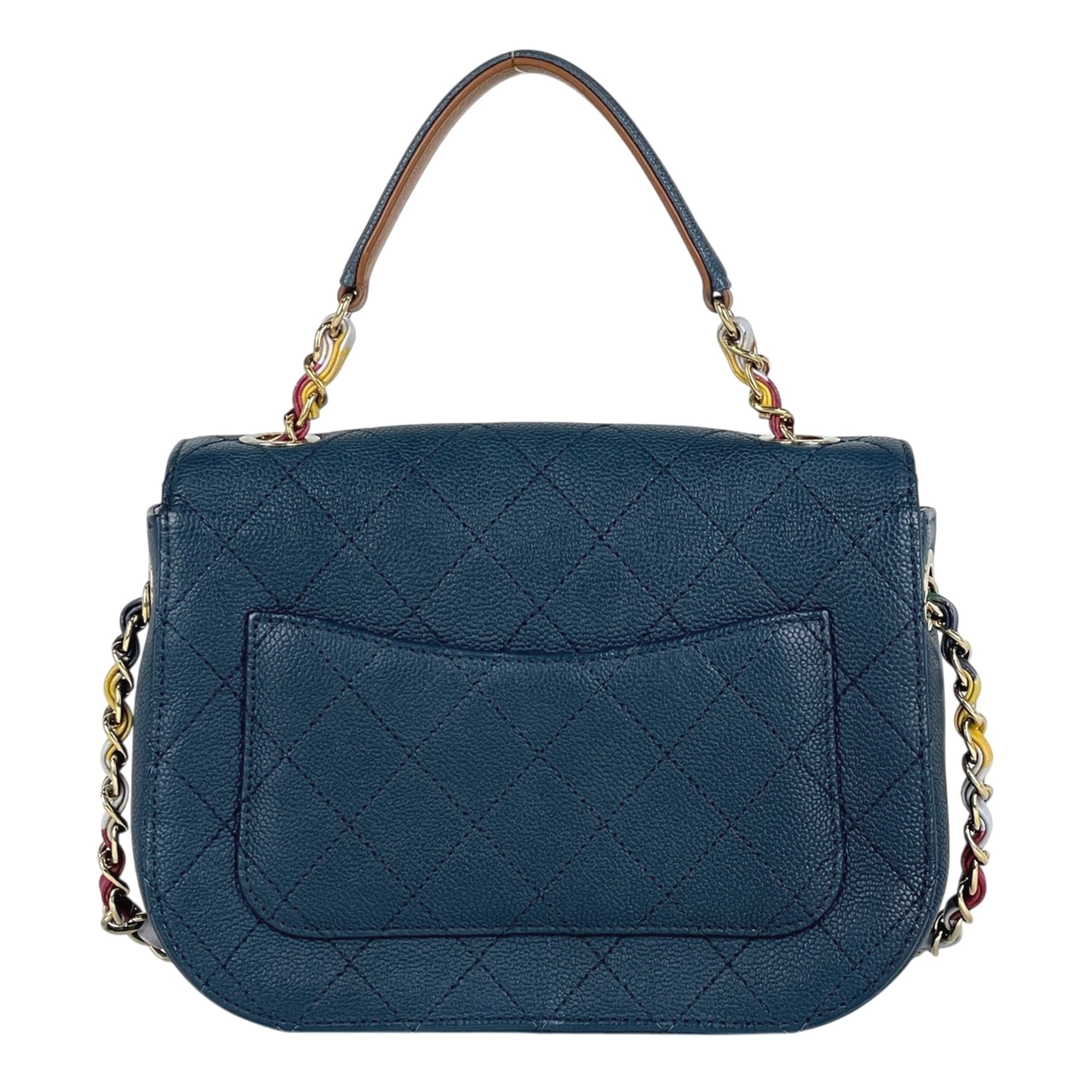 Chanel Blue Grained Calfskin Shoulder Bag (Pre-Owned)