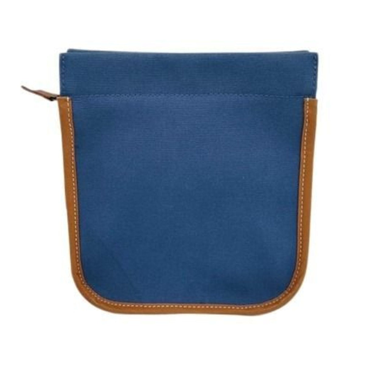 Hermes Brown Navy Canvas Leather Pouch (Pre-Owned)