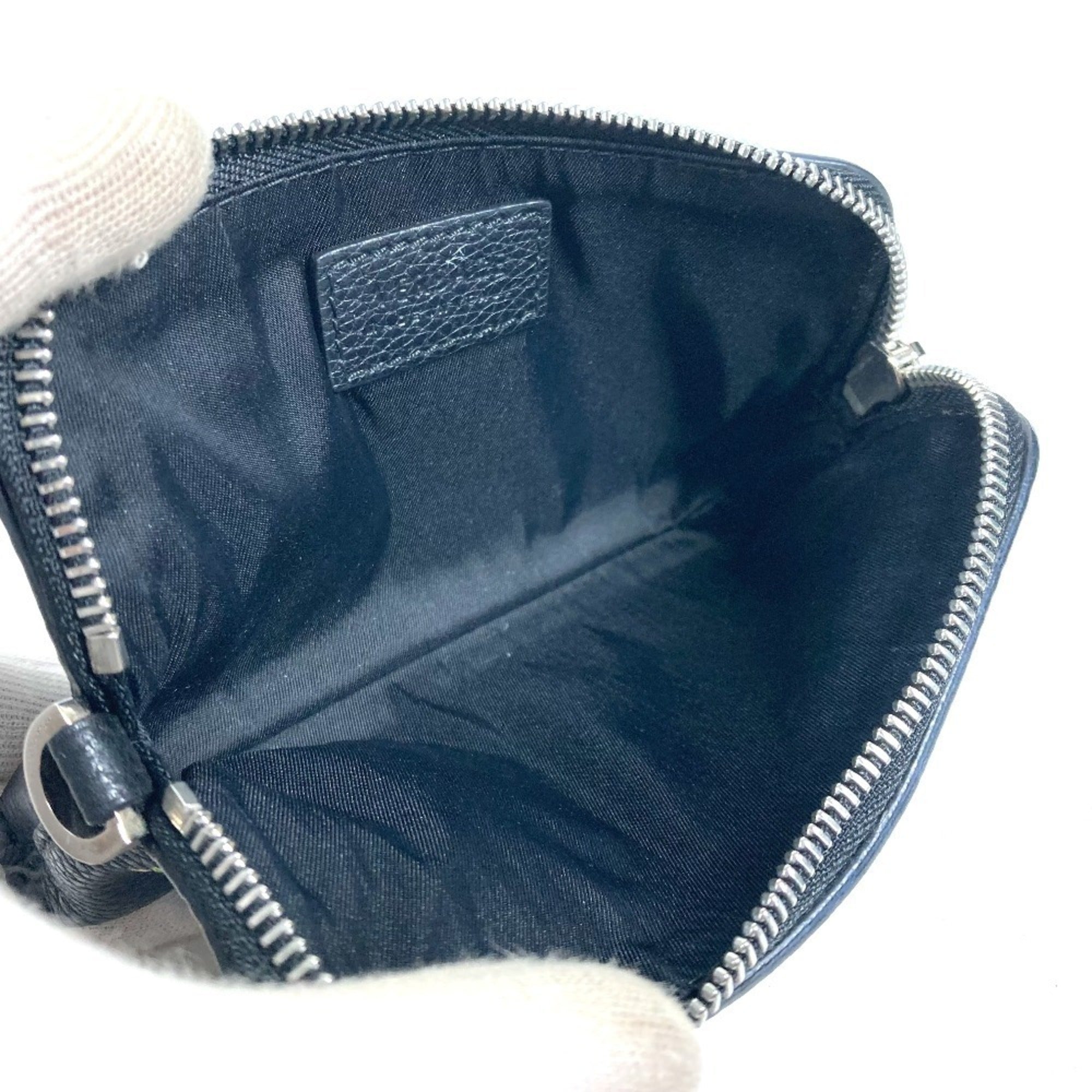 Versace Black Leather Coin Purse/Coin Case (Pre-Owned)