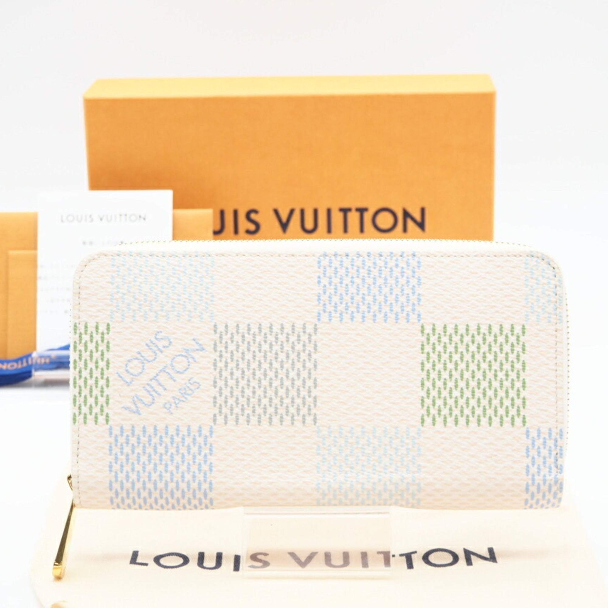 Louis Vuitton Blue Green White Coated Canvas Long Wallet (Bi-Fold) (Pre-Owned)