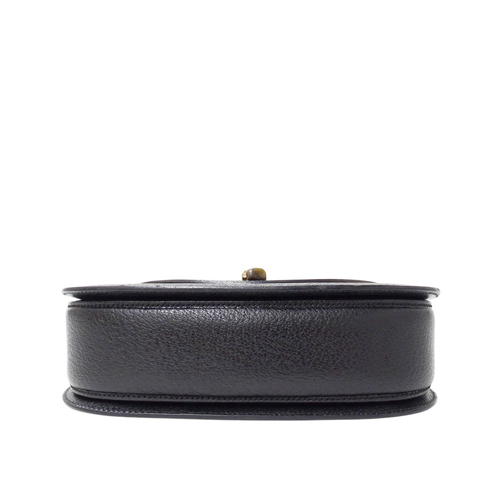 Gucci Black Leather Bamboo Handbag (Pre-Owned)