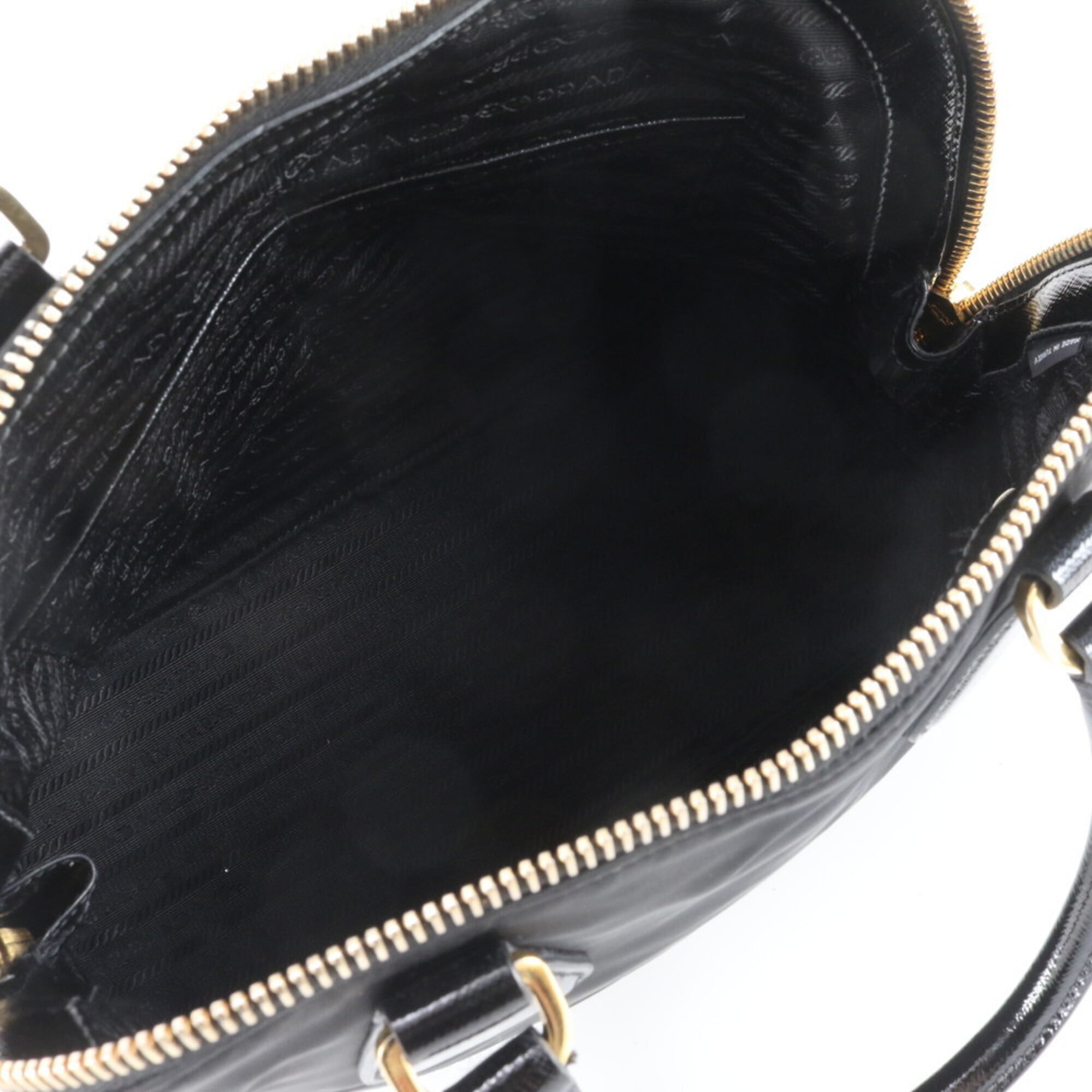 Prada Black Nylon Leather Handbag Tote Bag (Pre-Owned)