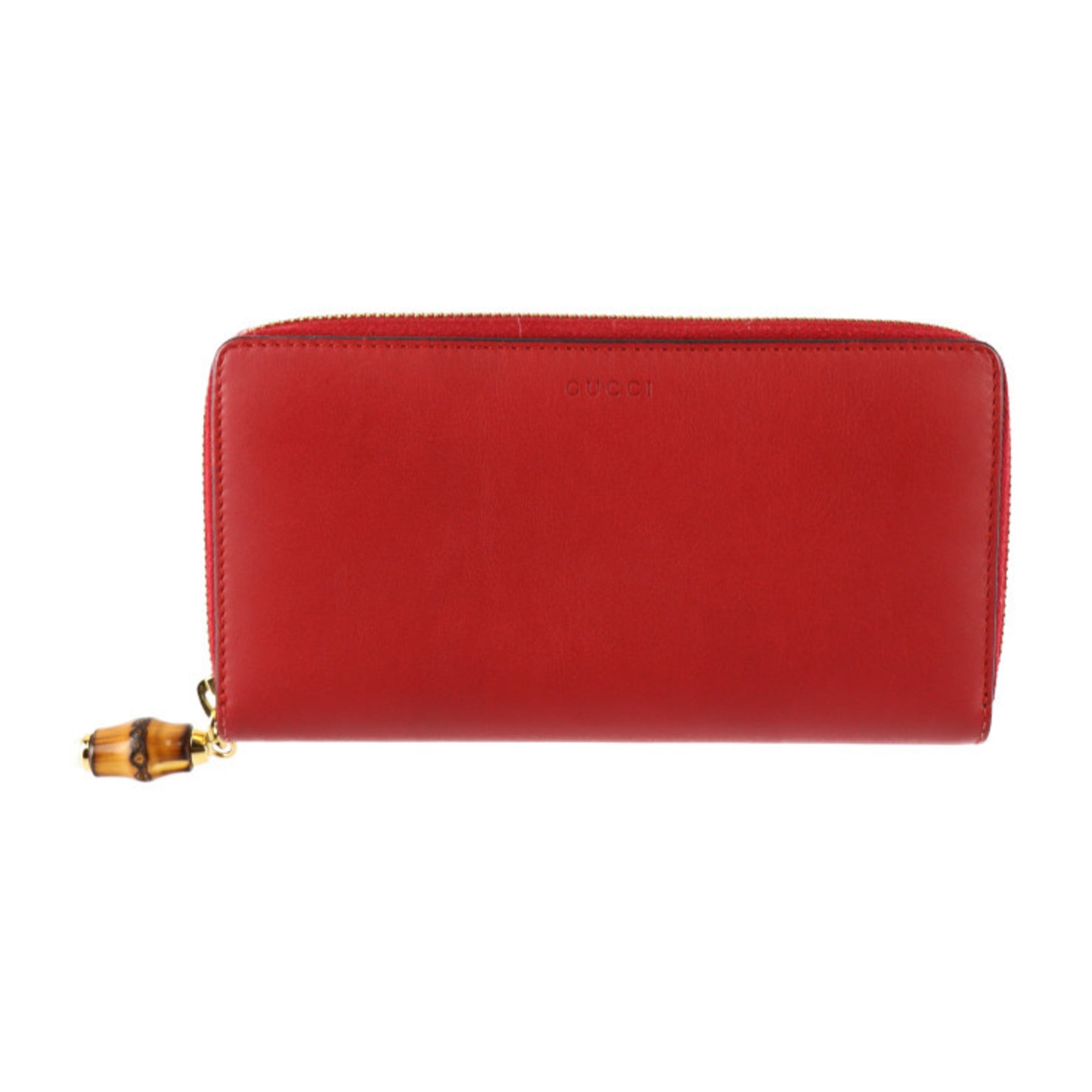 Gucci Red Color Leather Long Wallet (Bi-Fold) (Pre-Owned)