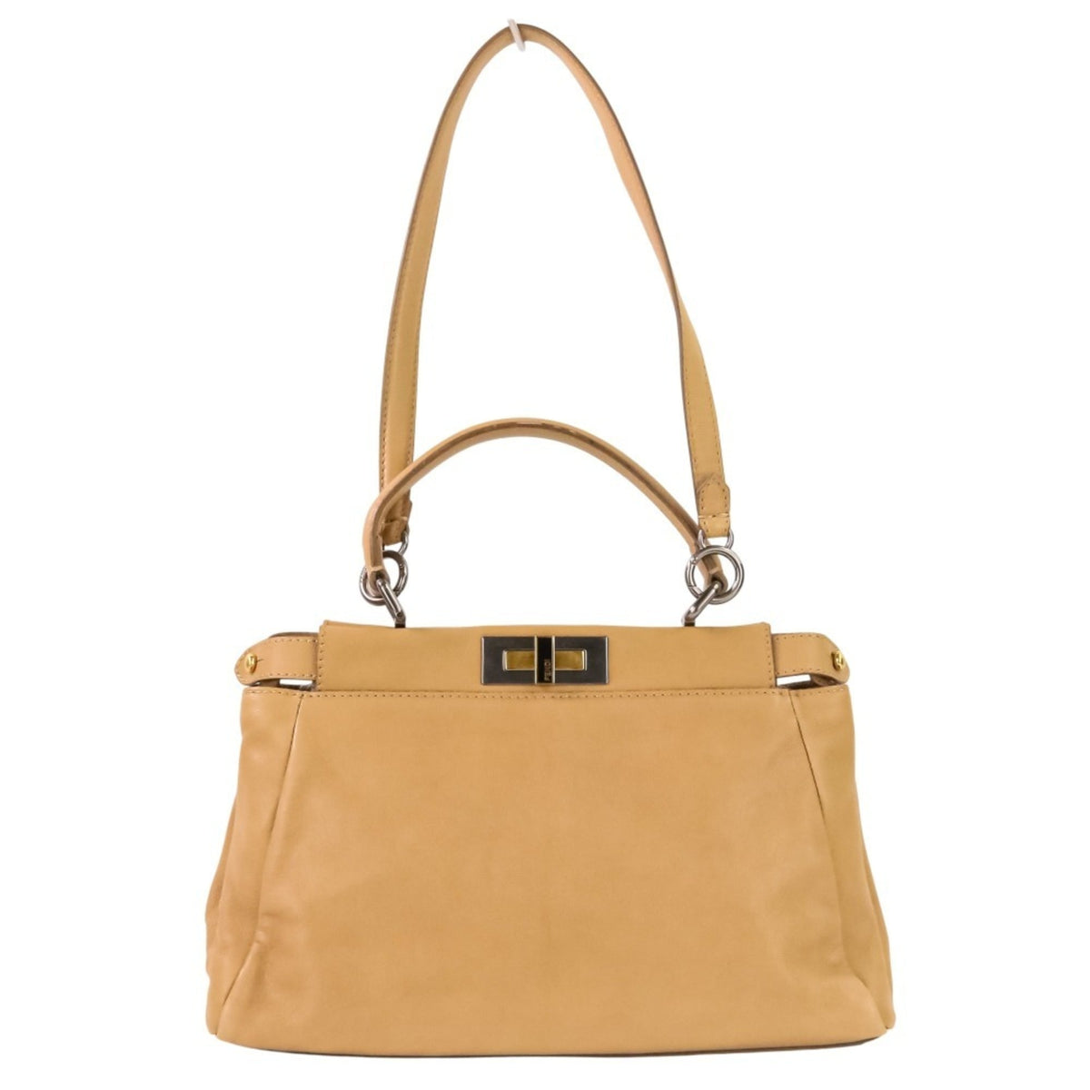 Fendi Peekaboo Beige Brown Handbag Shoulder Bag (Pre-Owned)