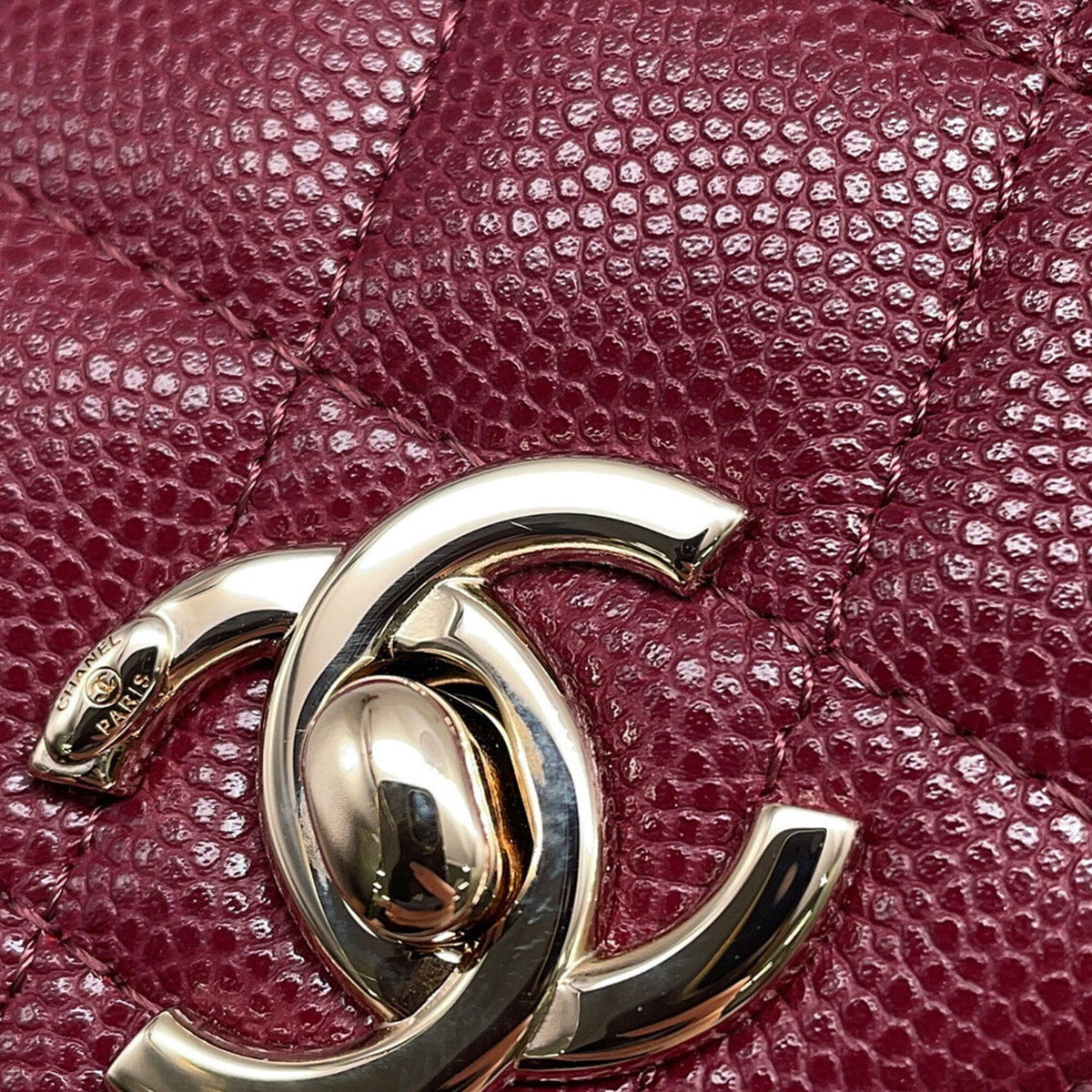 Chanel Matelasse Bordeaux Grained Calfskin Handbag (Pre-Owned)