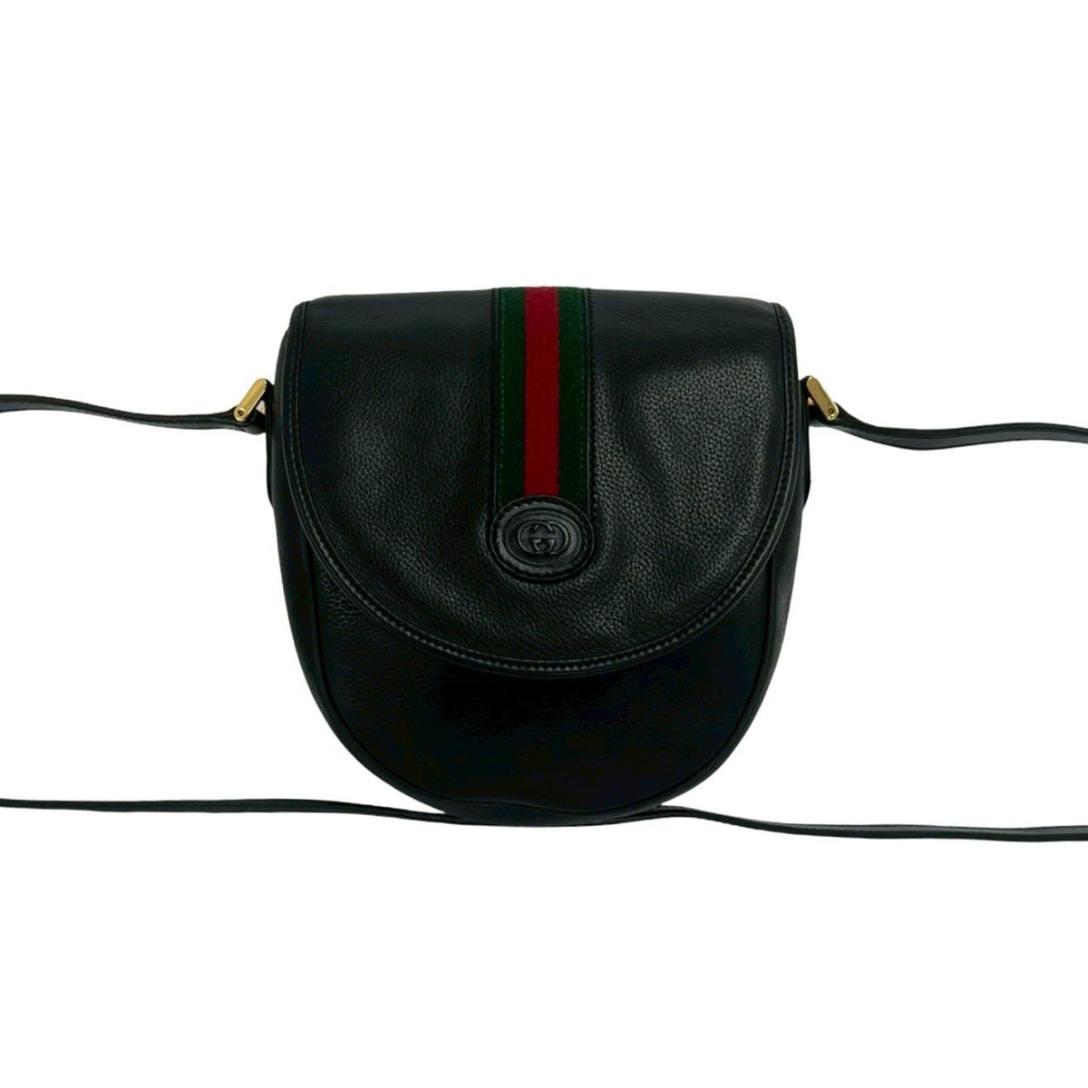 Gucci Black Green Red Color Leather Pochette Shoulder Bag (Pre-Owned)