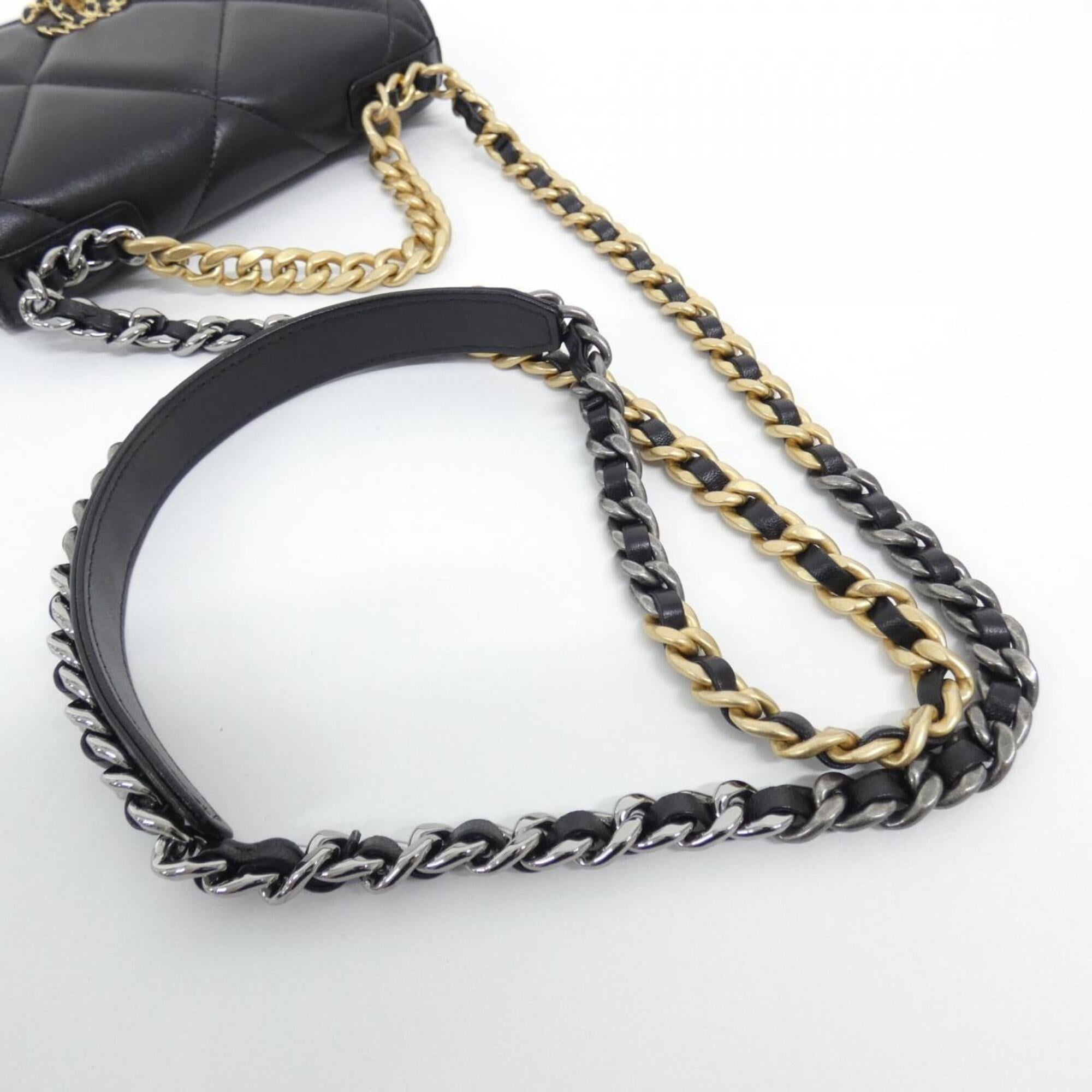 Chanel Black Leather Chain/Shoulder Wallet (Pre-Owned)