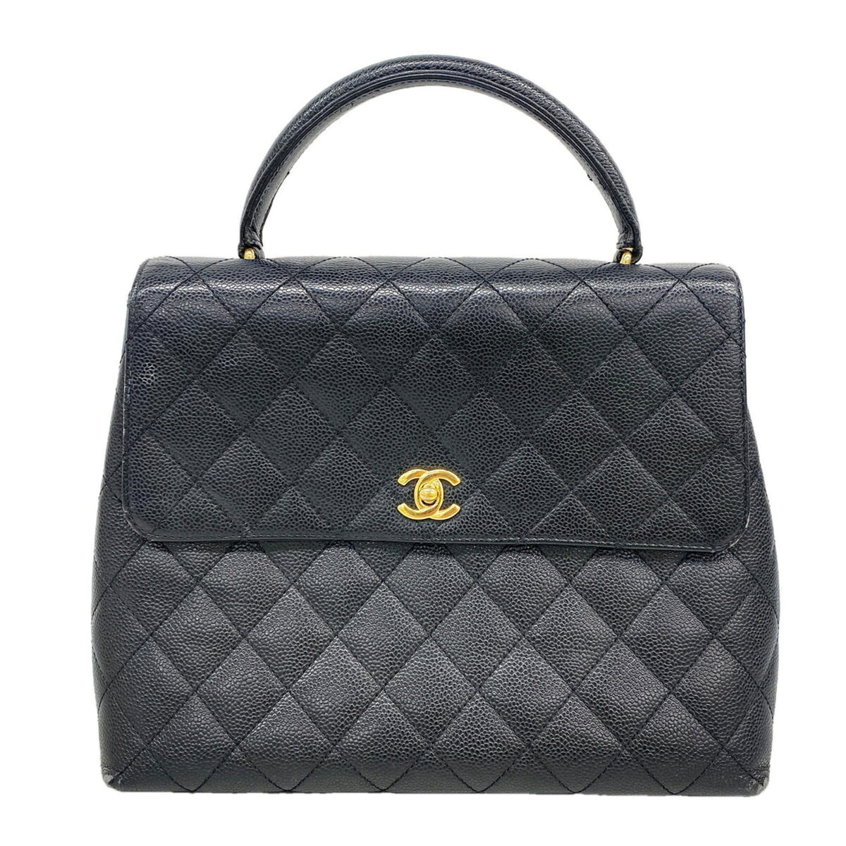 Chanel Black Grained Calfskin Handbag (Pre-Owned)