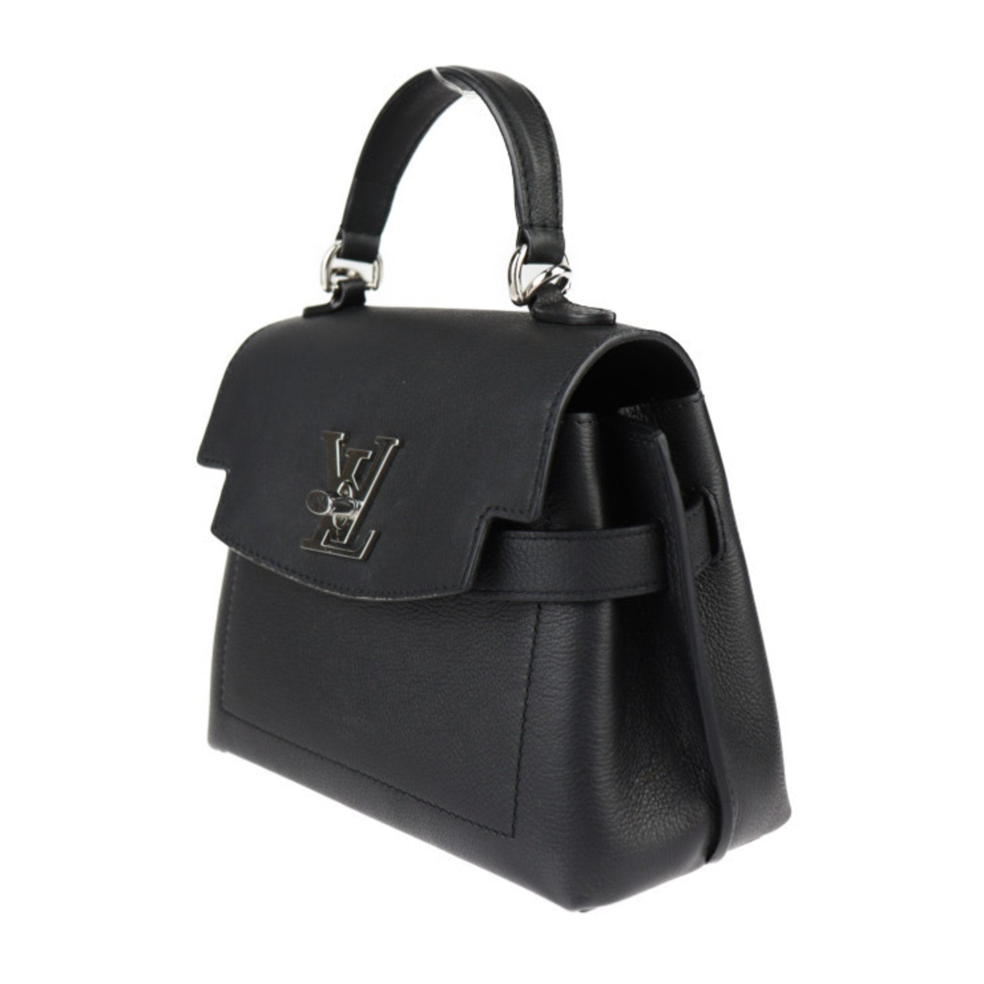 Louis Vuitton Black Leather Handbag Shoulder Bag (Pre-Owned)