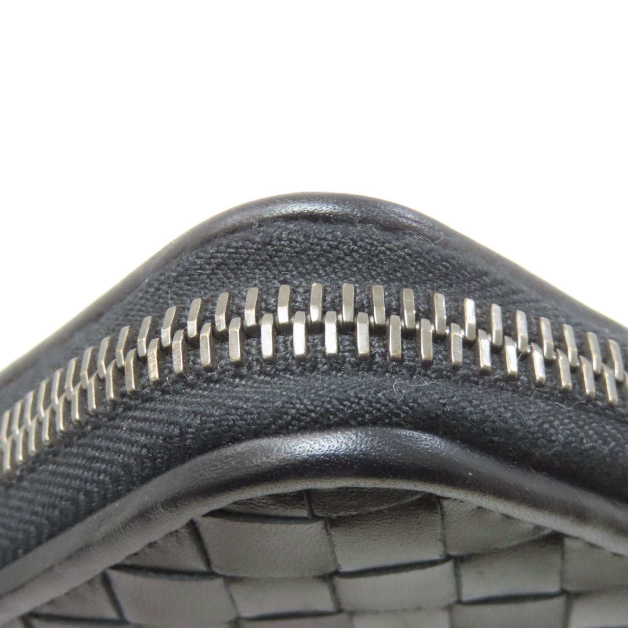 Bottega Veneta Intrecciato Black Leather Coin Purse/Coin Case (Pre-Owned)
