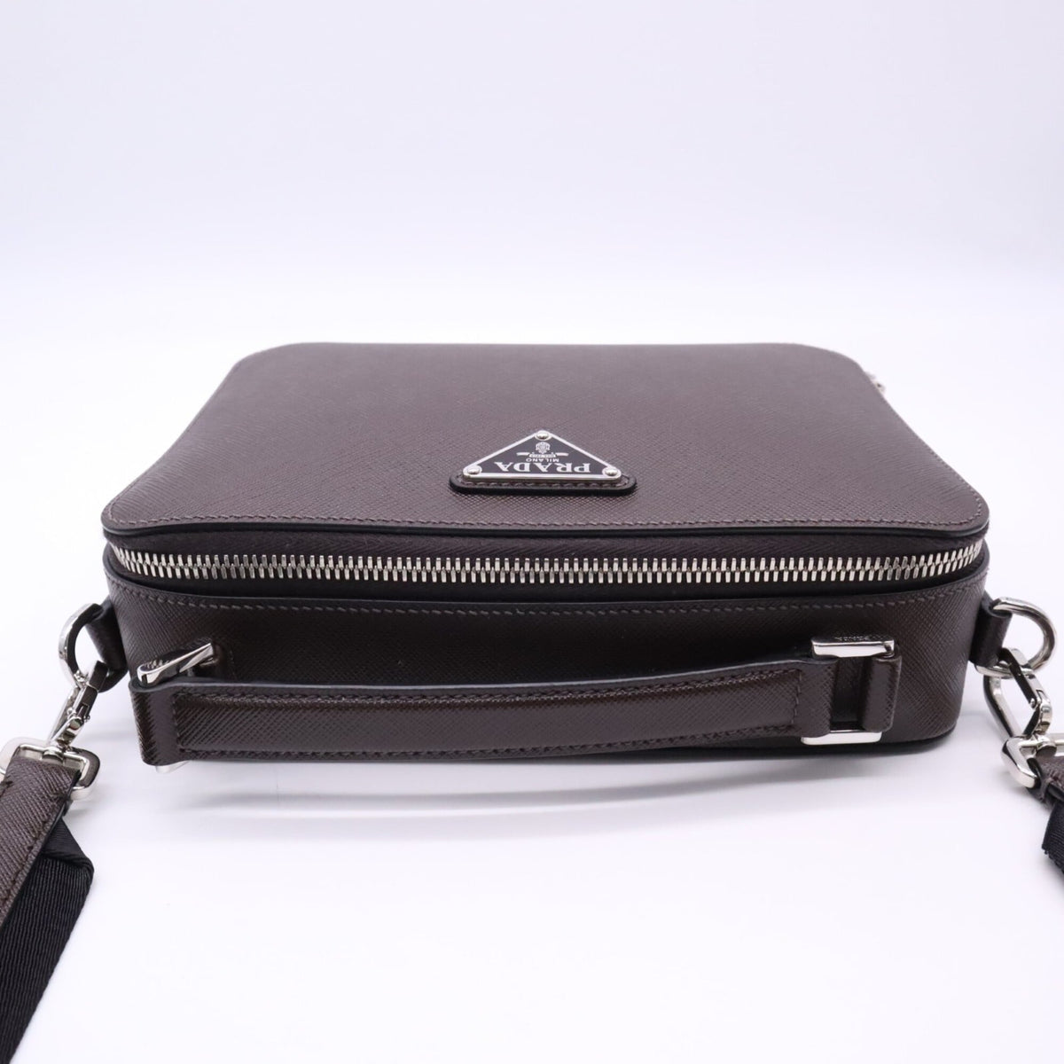 Prada Saffiano Brown Saffiano Shoulder Bag (Pre-Owned)