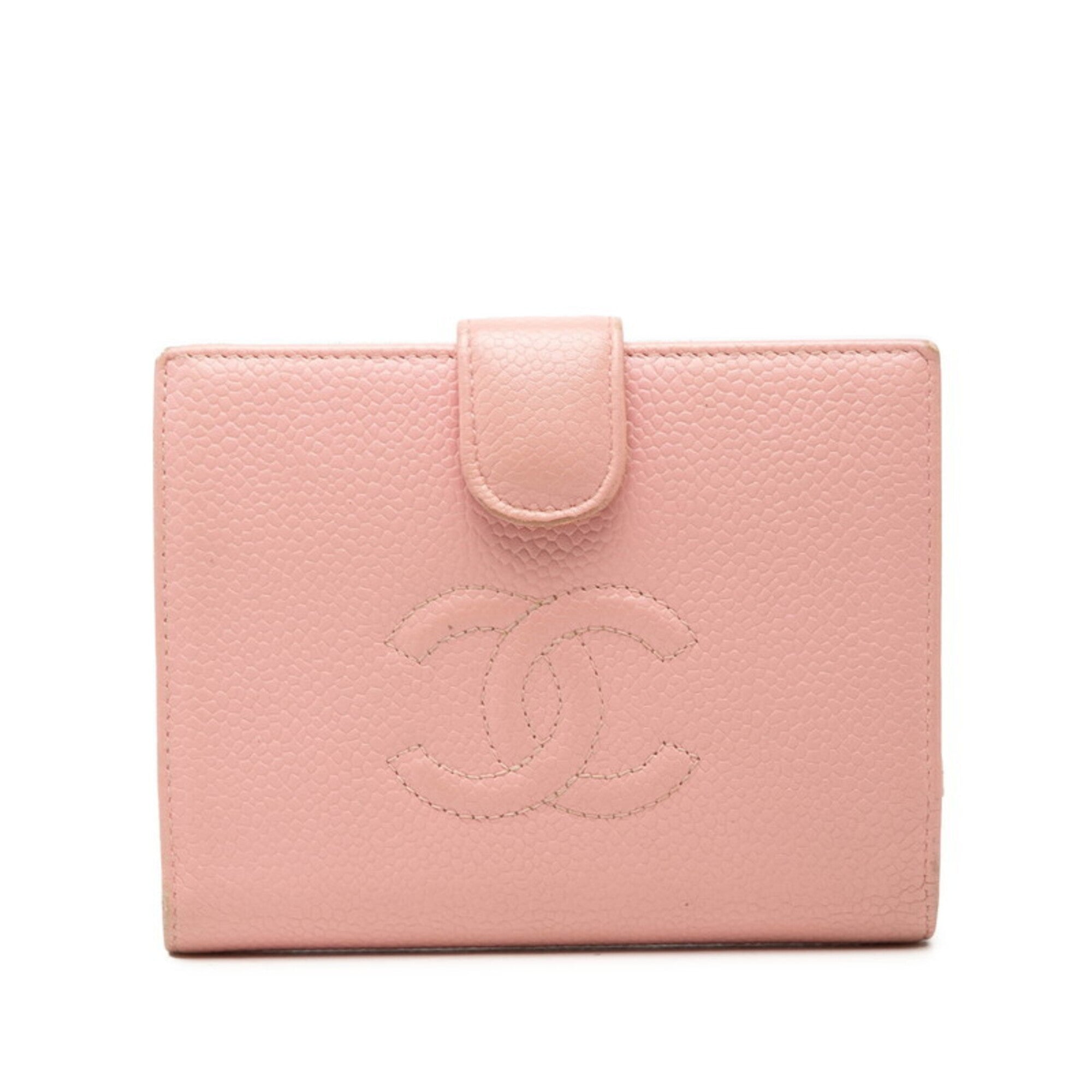 Chanel Pink Grained Calfskin Wallet (Bi-Fold) (Pre-Owned)