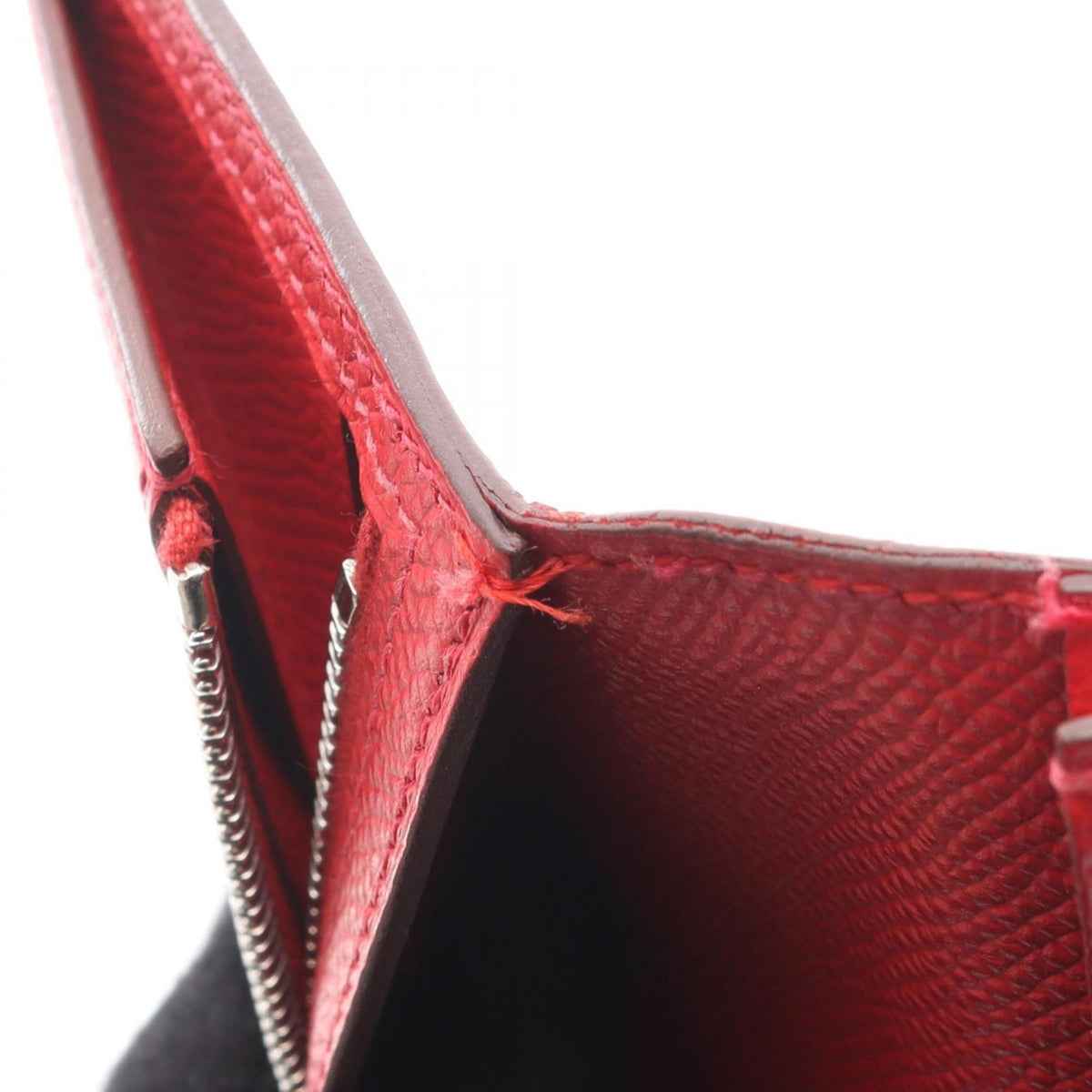 Hermes Red Color Rouge Casaque Leather Long Wallet (Bi-Fold) (Pre-Owned)