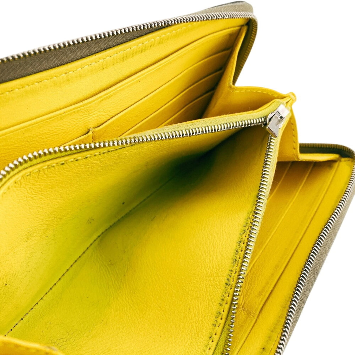 Celine Gray Yellow Leather Long Wallet (Bi-Fold) (Pre-Owned)