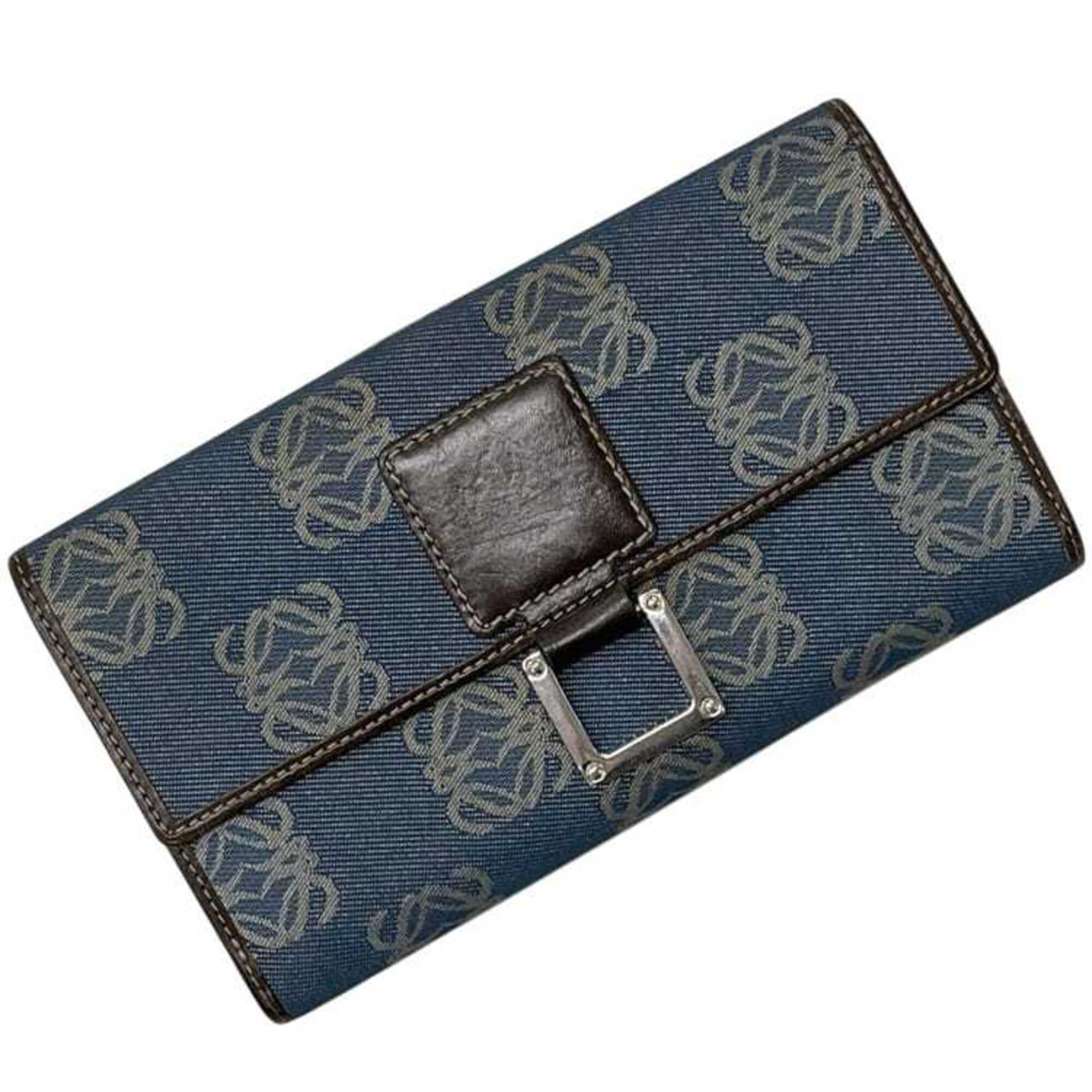 Loewe Blue Denim Canvas Long Wallet (Bi-Fold) (Pre-Owned)