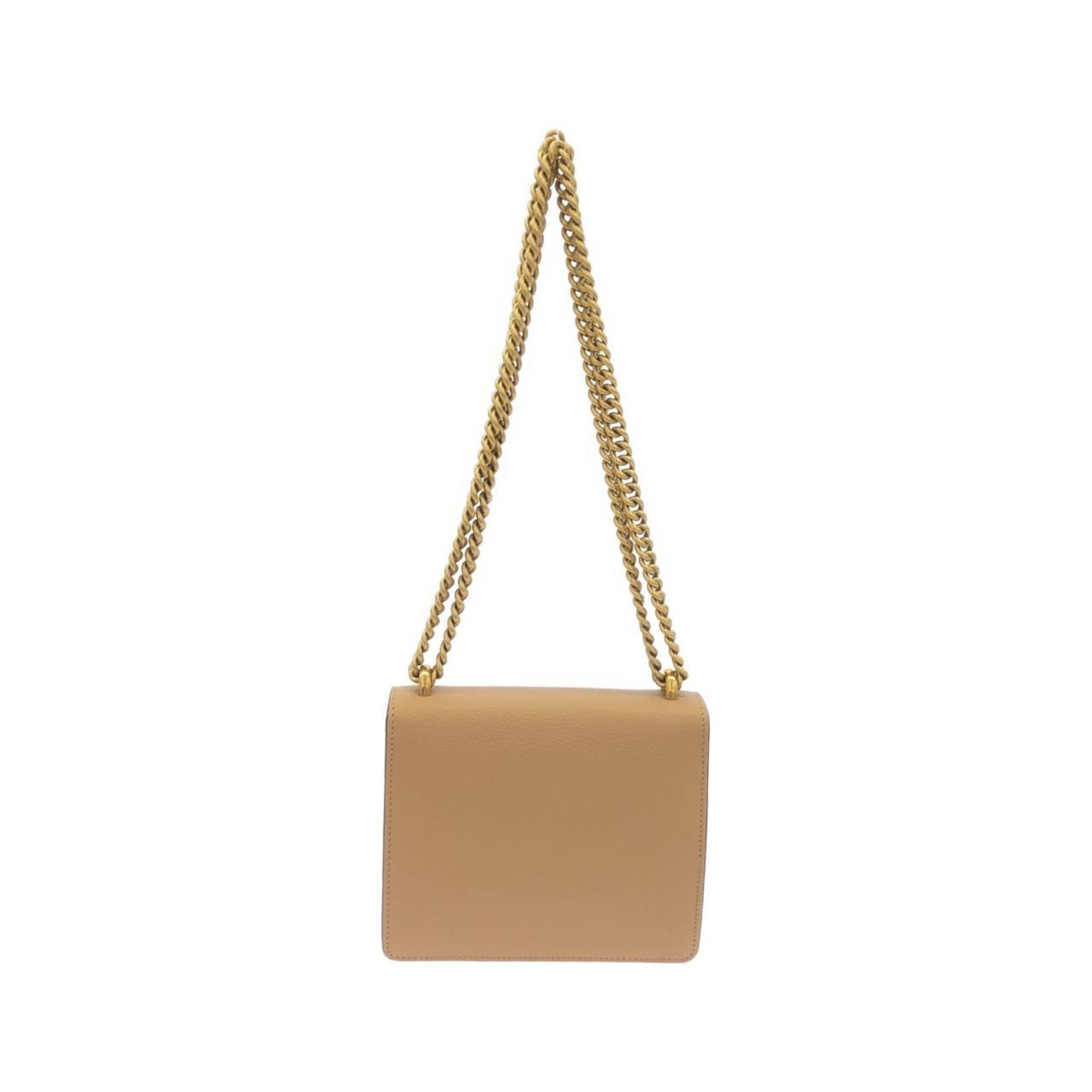 Gucci Beige Gold Leather Shoulder Bag (Pre-Owned)