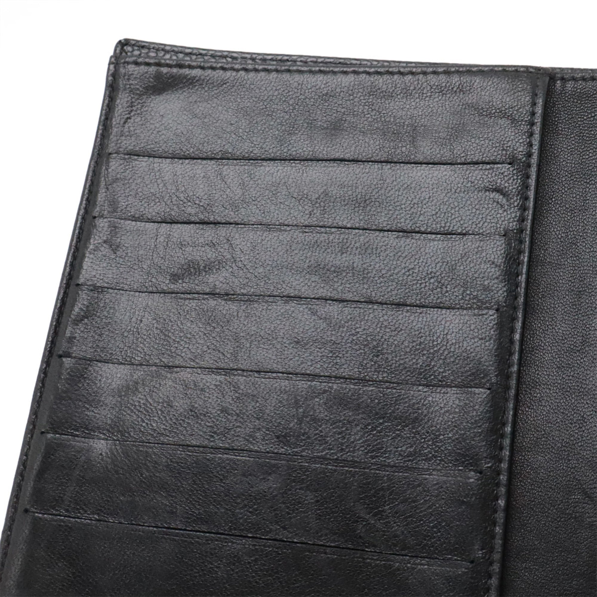 Chanel Black Grained Calfskin Long Wallet (Bi-Fold) (Pre-Owned)