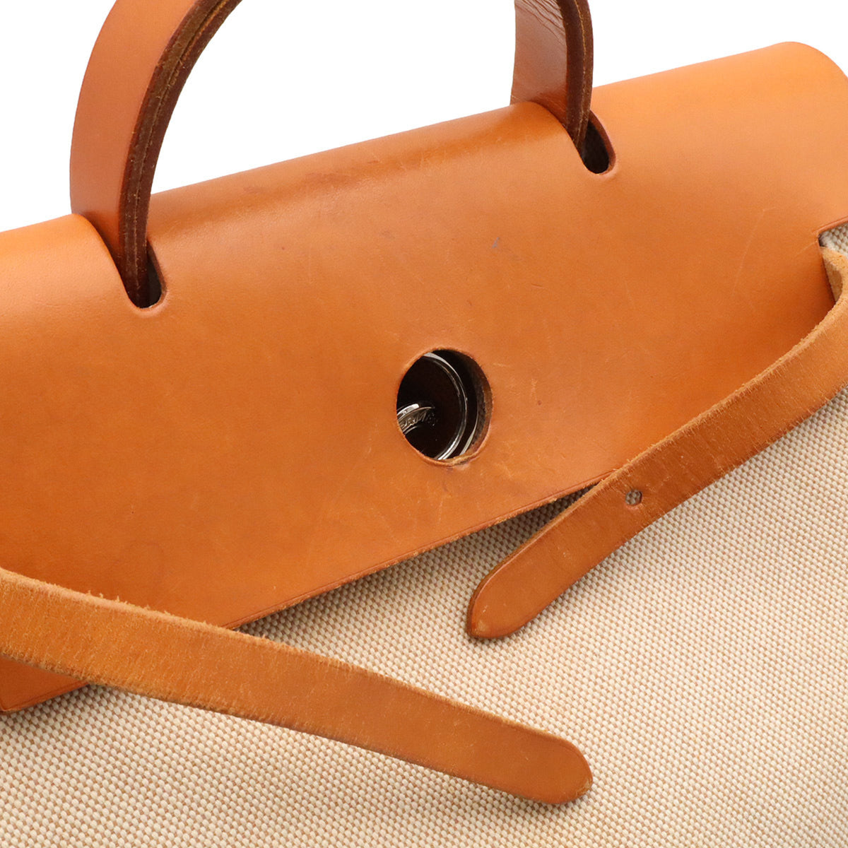 Hermes Her Bag Light Brown Natural Toile H Leather Backpack (Pre-Owned)