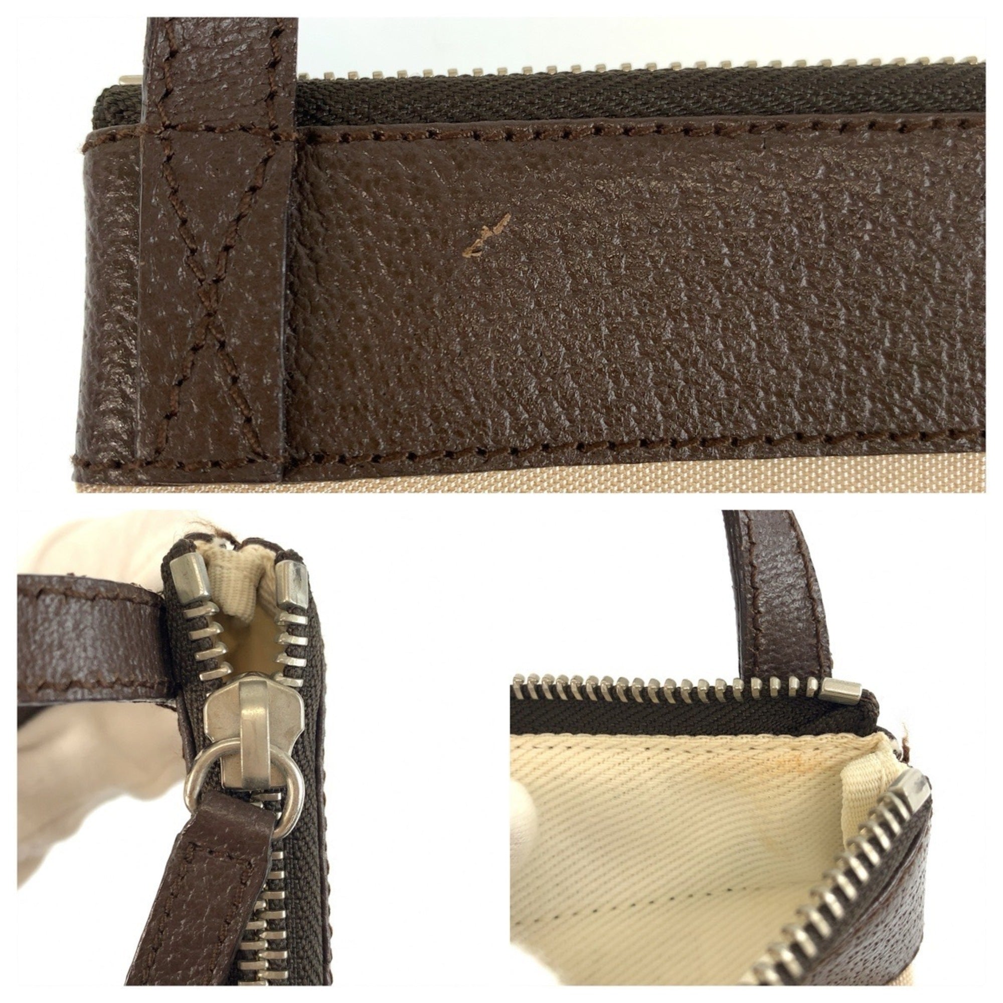 Bvlgari Beige Brown Leather Canvas Pochette Shoulder Bag (Pre-Owned)
