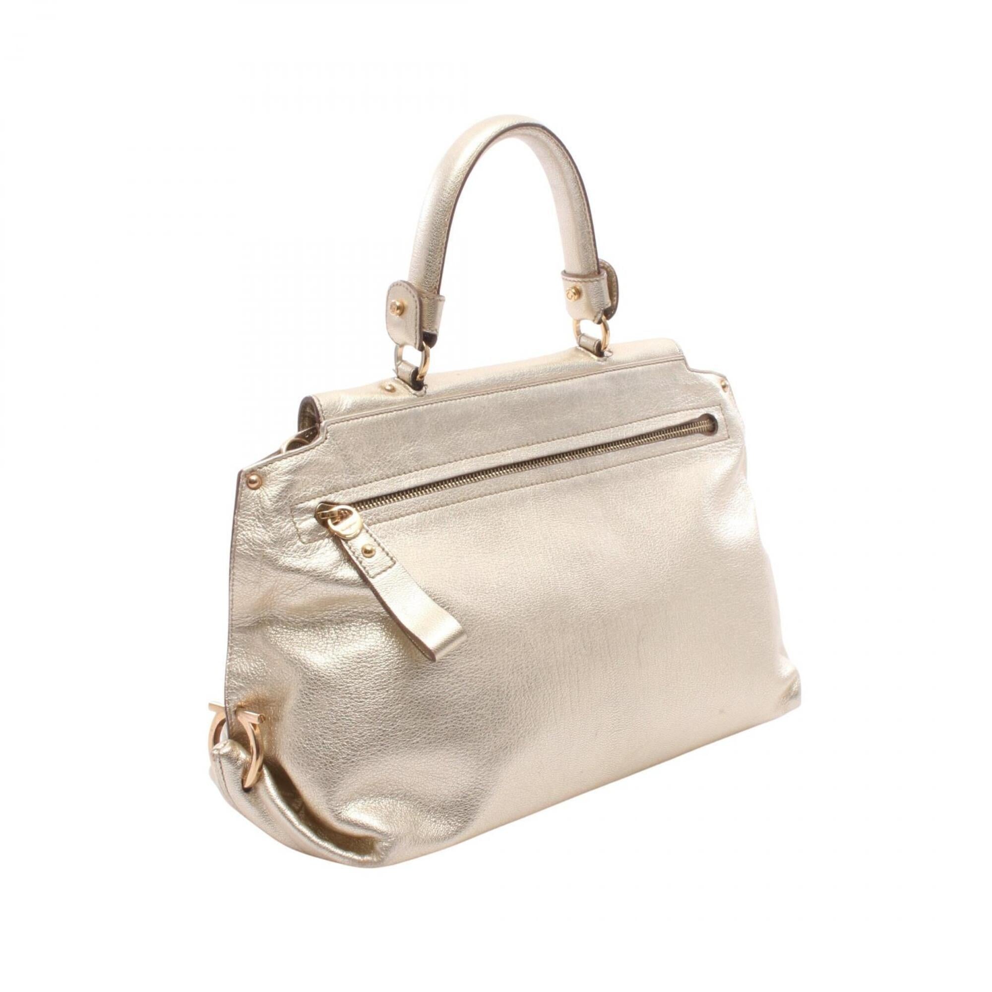 Salvatore Ferragamo Gold Leather Handbag (Pre-Owned)