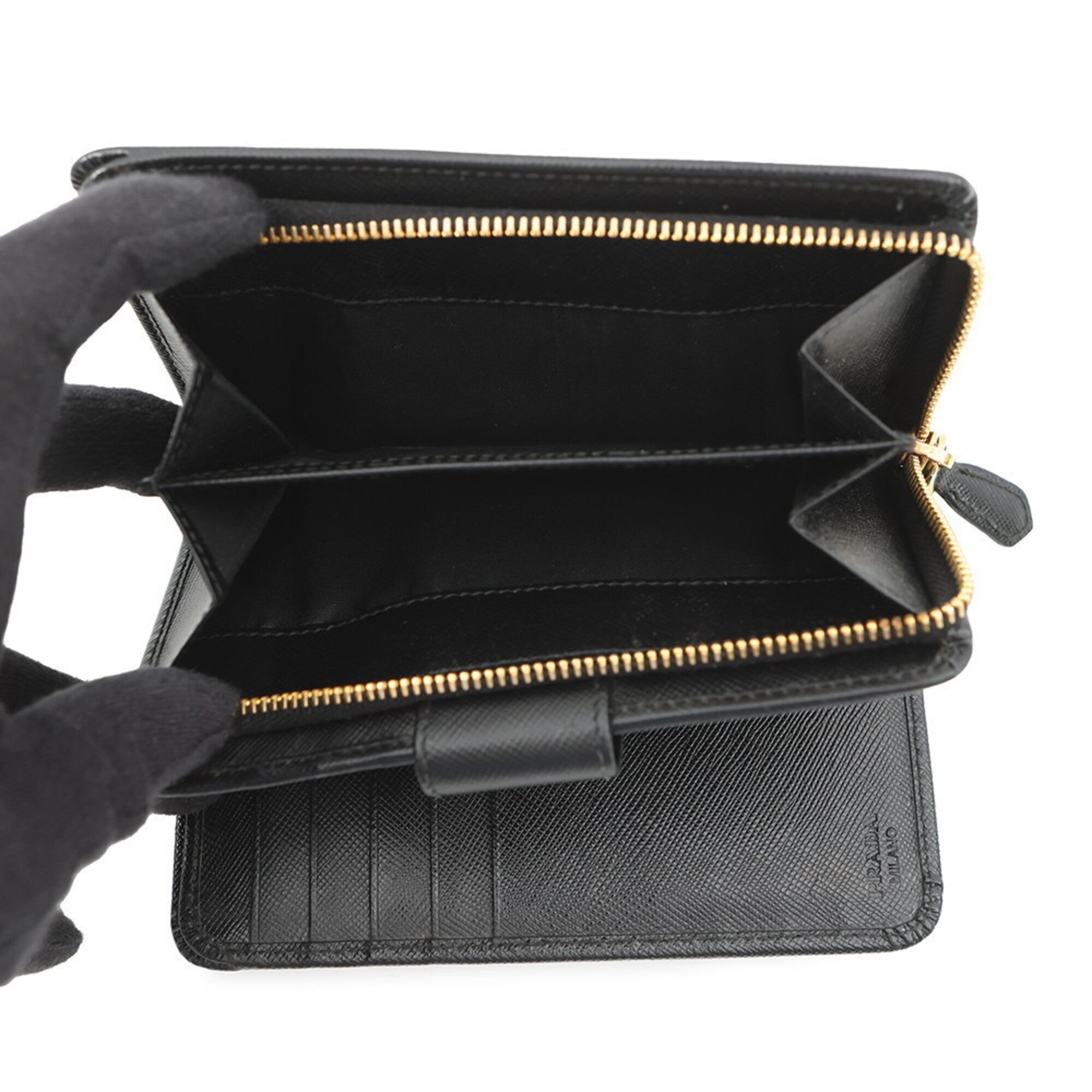 Prada Saffiano Black Leather Wallet (Bi-Fold) (Pre-Owned)