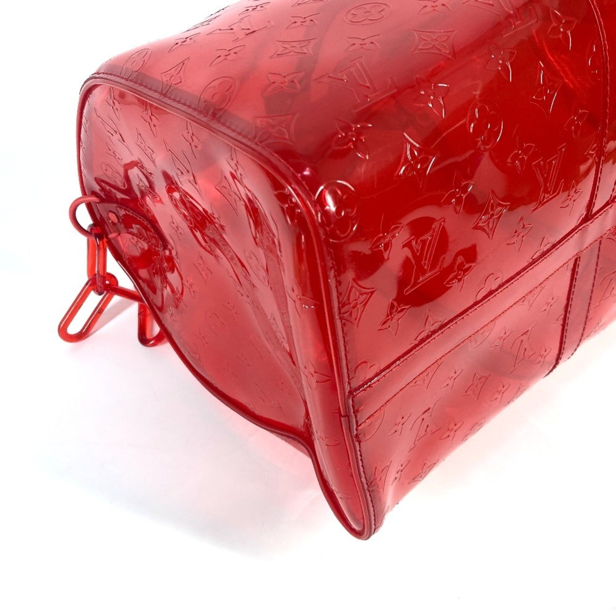 Louis Vuitton Red Color Vinyl Boston Bag Handbag Shoulder Bag (Pre-Owned)
