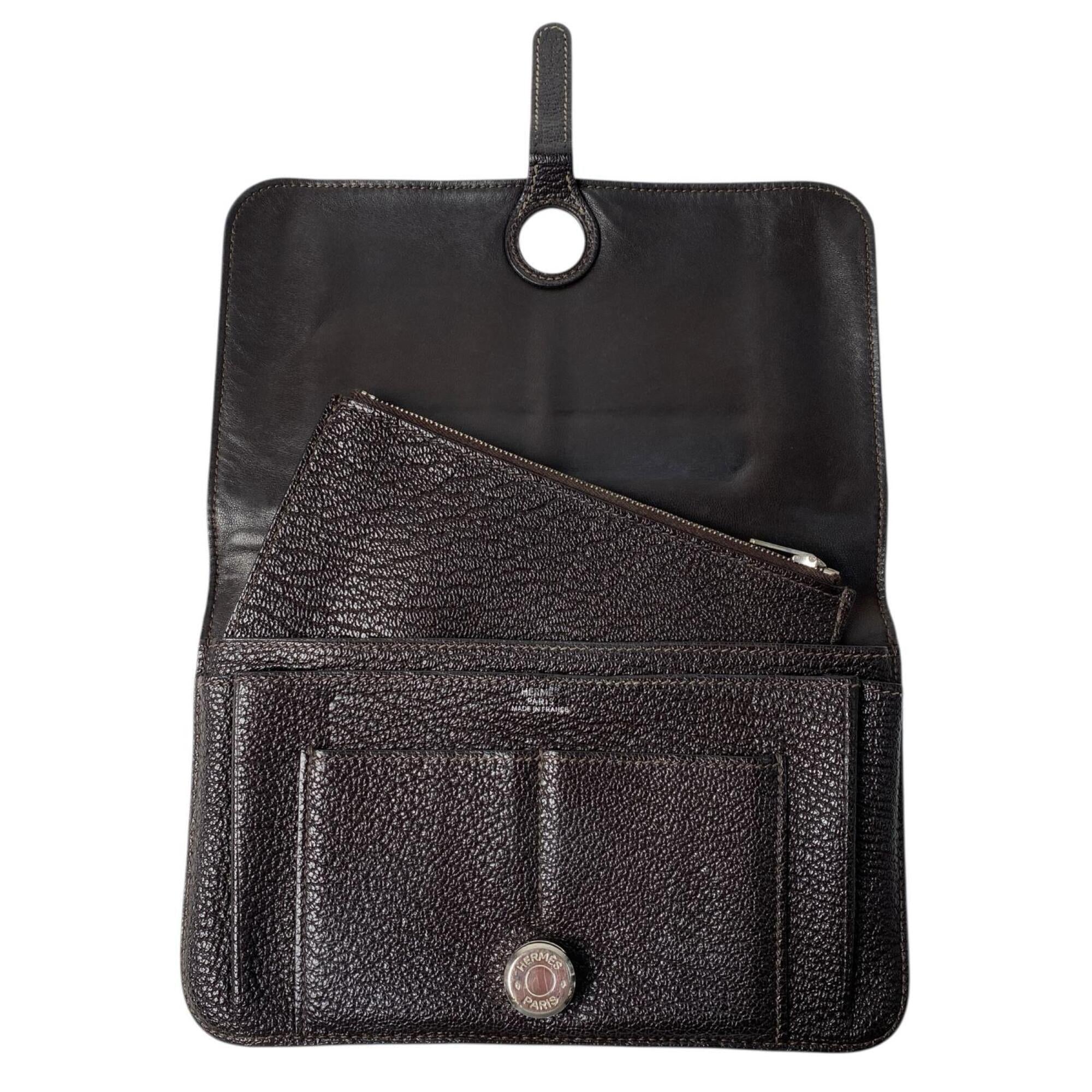 Hermes Dark Brown Leather Wallet (Bi-Fold) (Pre-Owned)