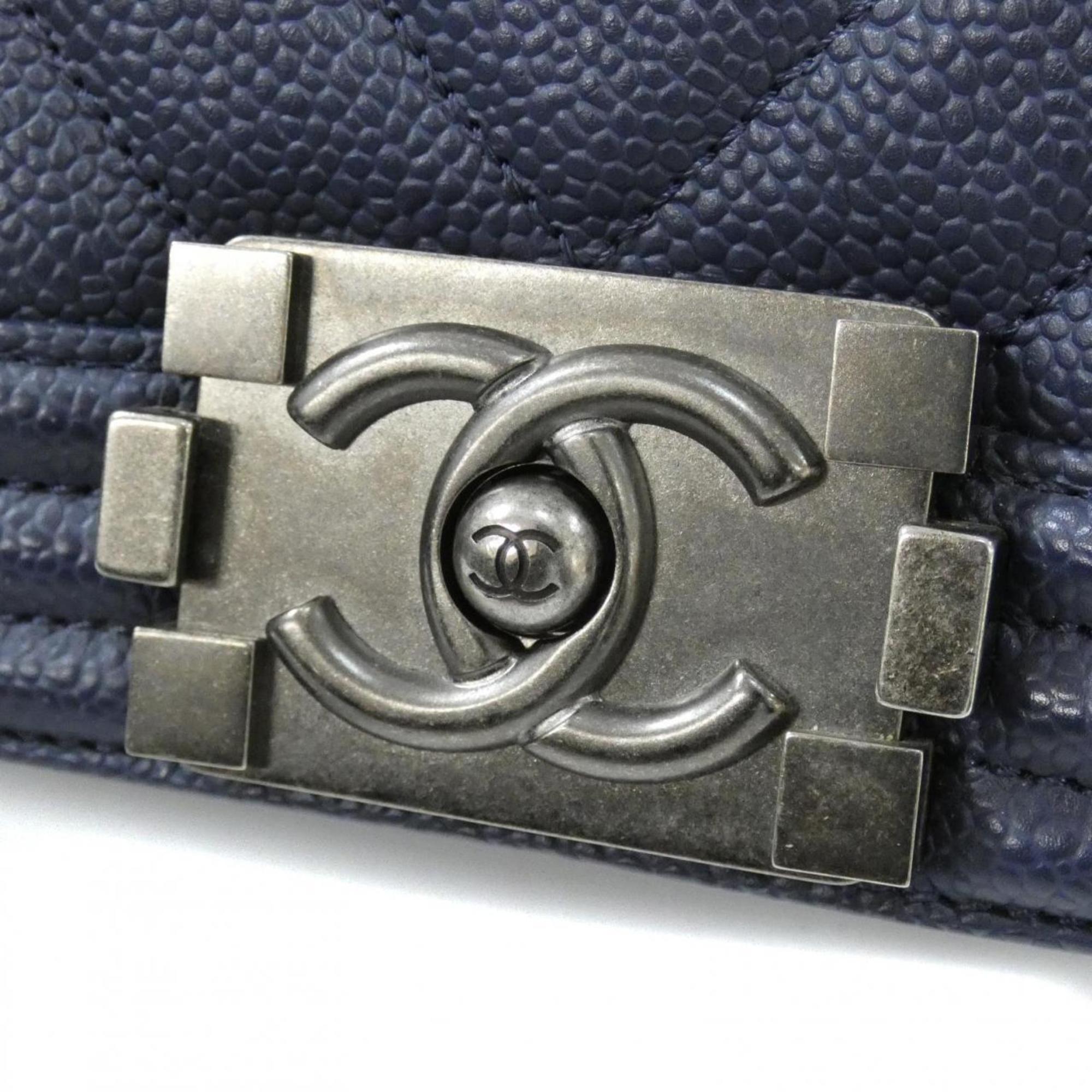 Chanel Navy Grained Calfskin Shoulder Bag (Pre-Owned)
